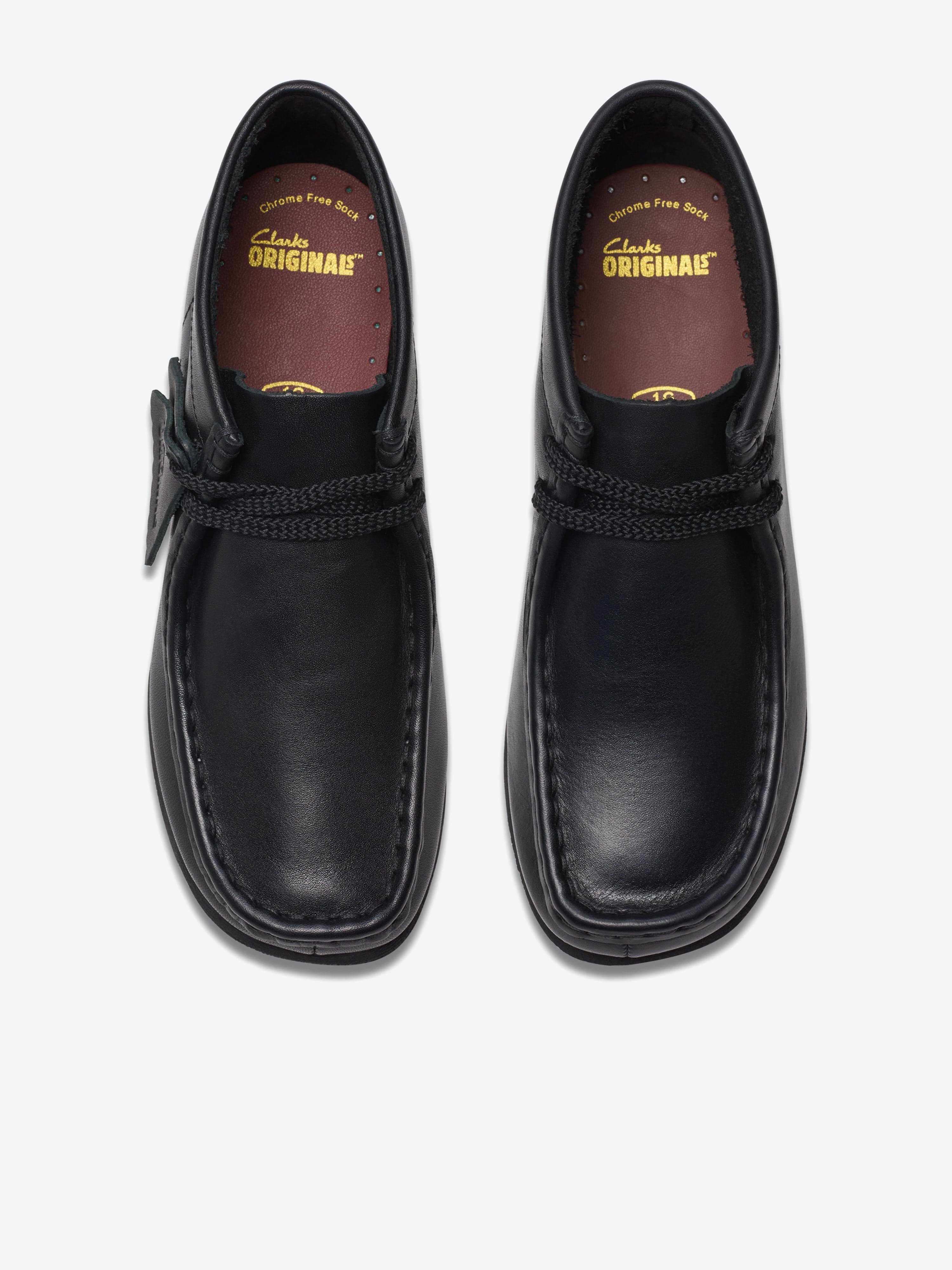 Clarks Kids Leather Wallabee Boots in Black (Wide Fit
