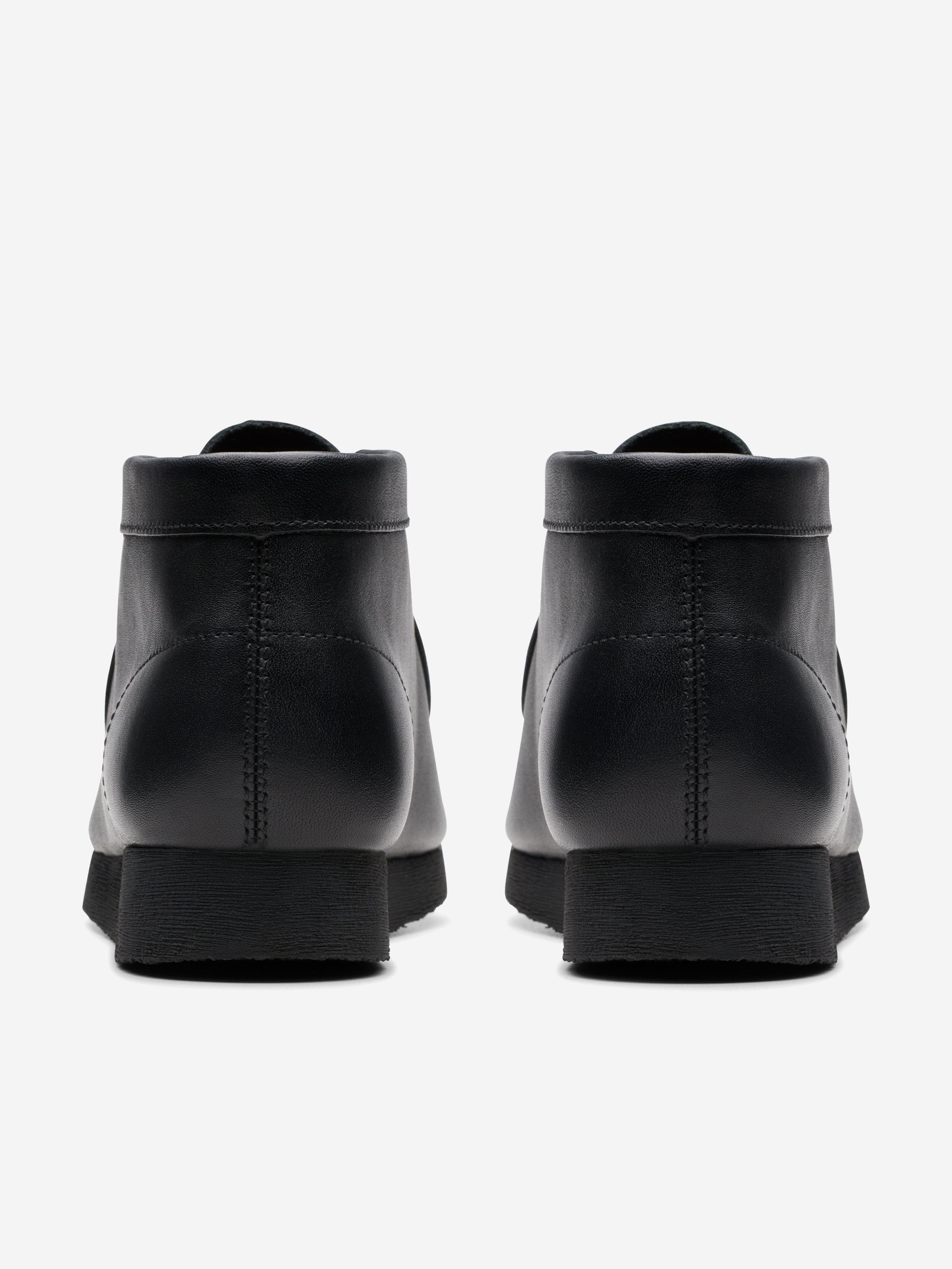 Clarks Kids Leather Wallabee Boots in Black (Wide Fit