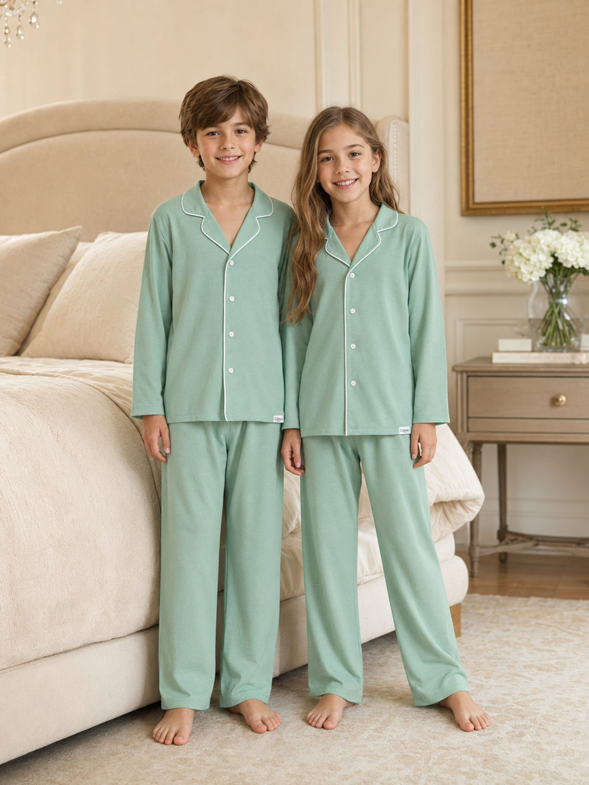 Calmm Kids Long Sleeve Nightwear in Green