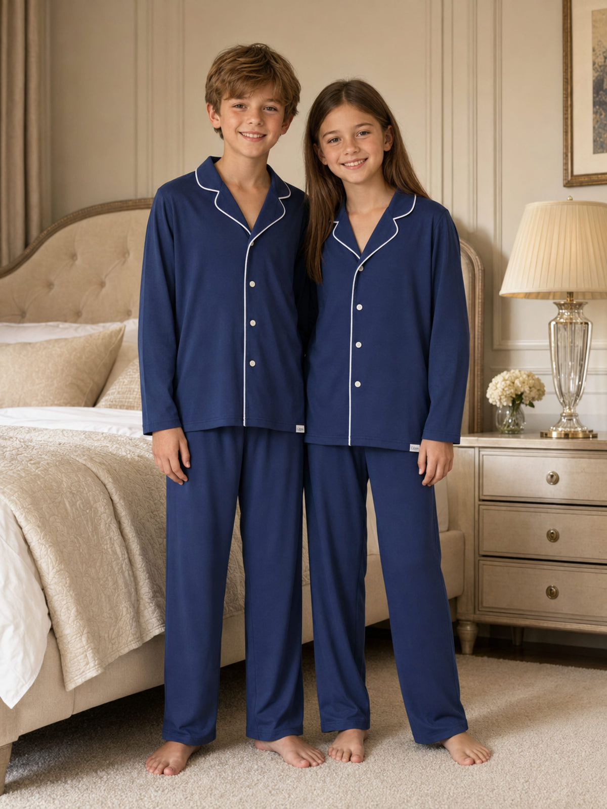 ملابس نوم للأطفال بأكمام طويلة من Calmm Navy