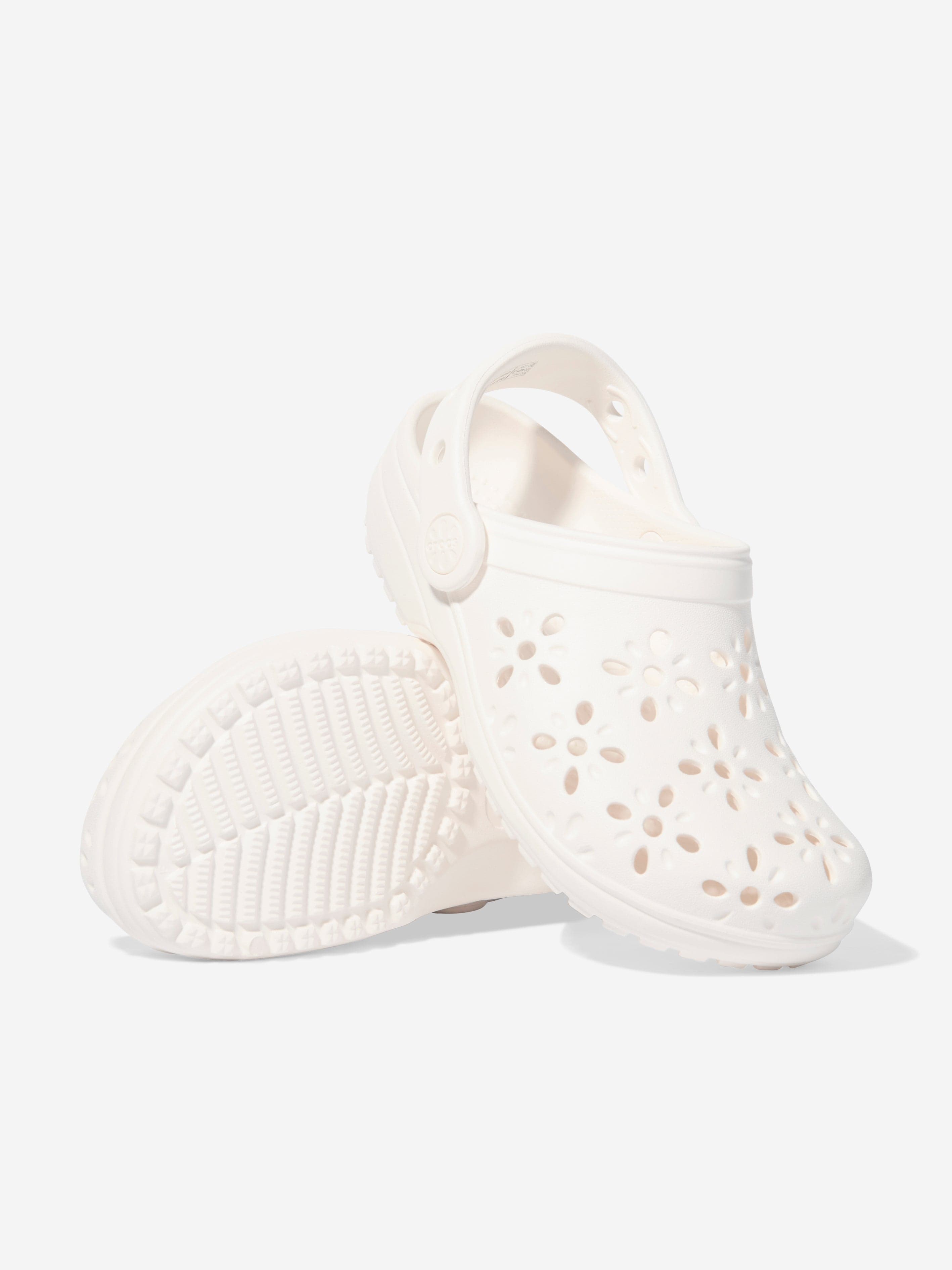 Crocs Toddler Classic Floral Cut-Out Clog, Neutrals, C4