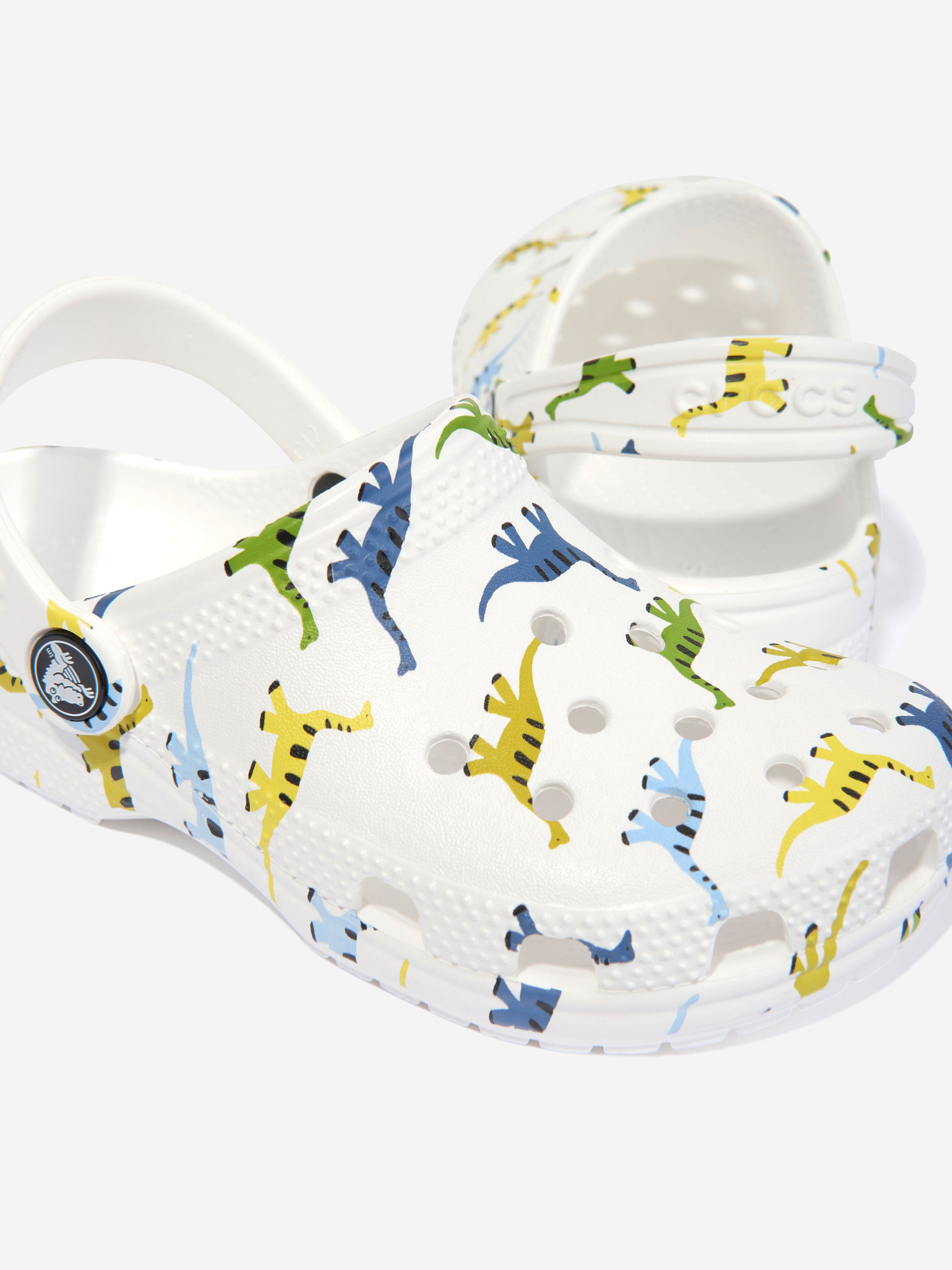 Crocs Crocs Boys Classic Character Dino Print Clog in White