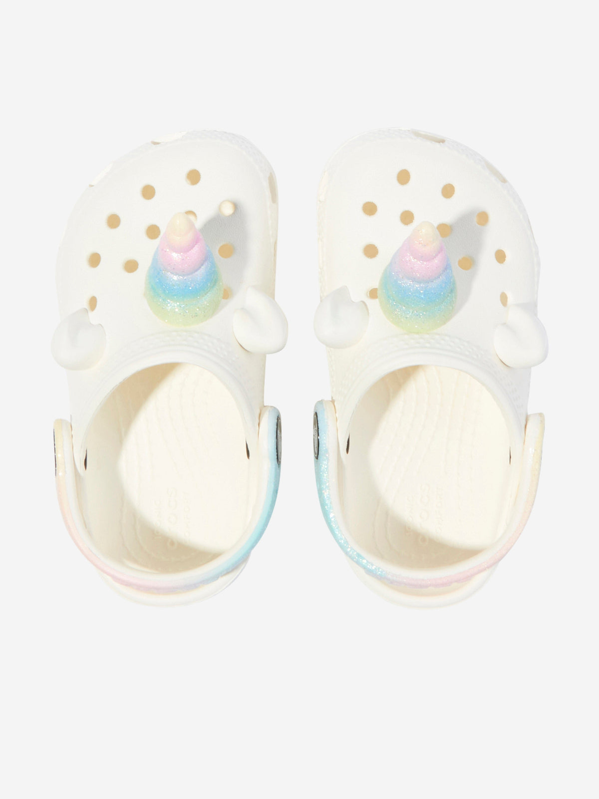 Crocs Girls Classic I Am Rainbow Unicorn Clog in White 