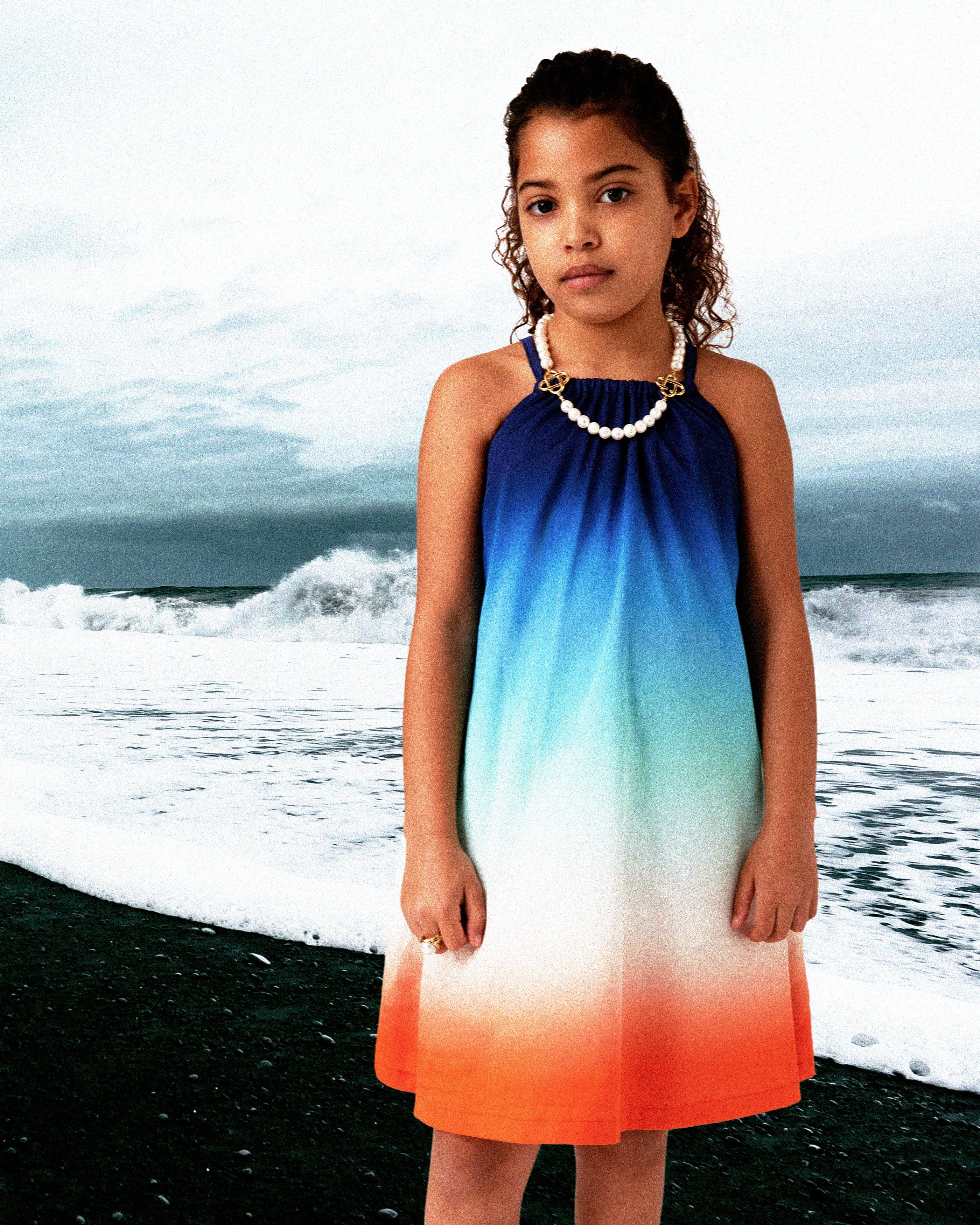 Casablanca Girls Gradient Summer Dress in Blue