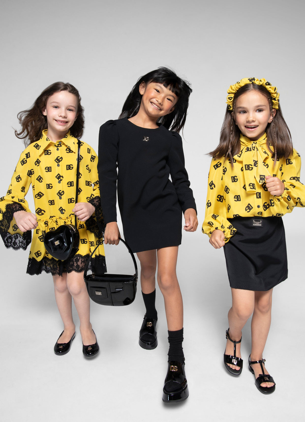 Dolce & Gabbana Girls Metal Logo Dress in Black | Childsplay Clothing