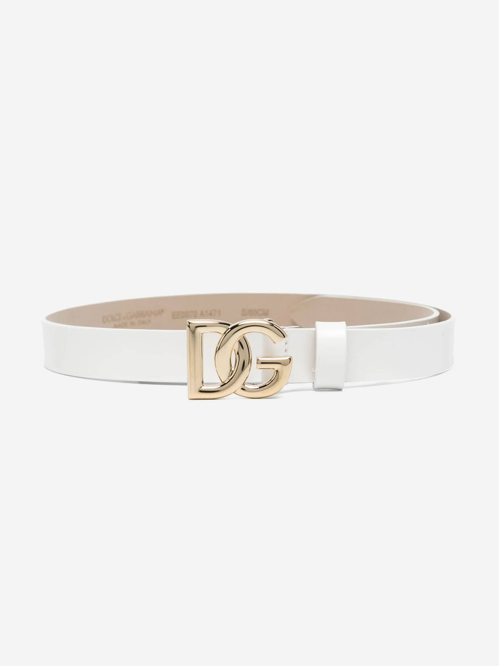 Dolce & Gabbana Girls Leather Logo Belt in White  display picture 2