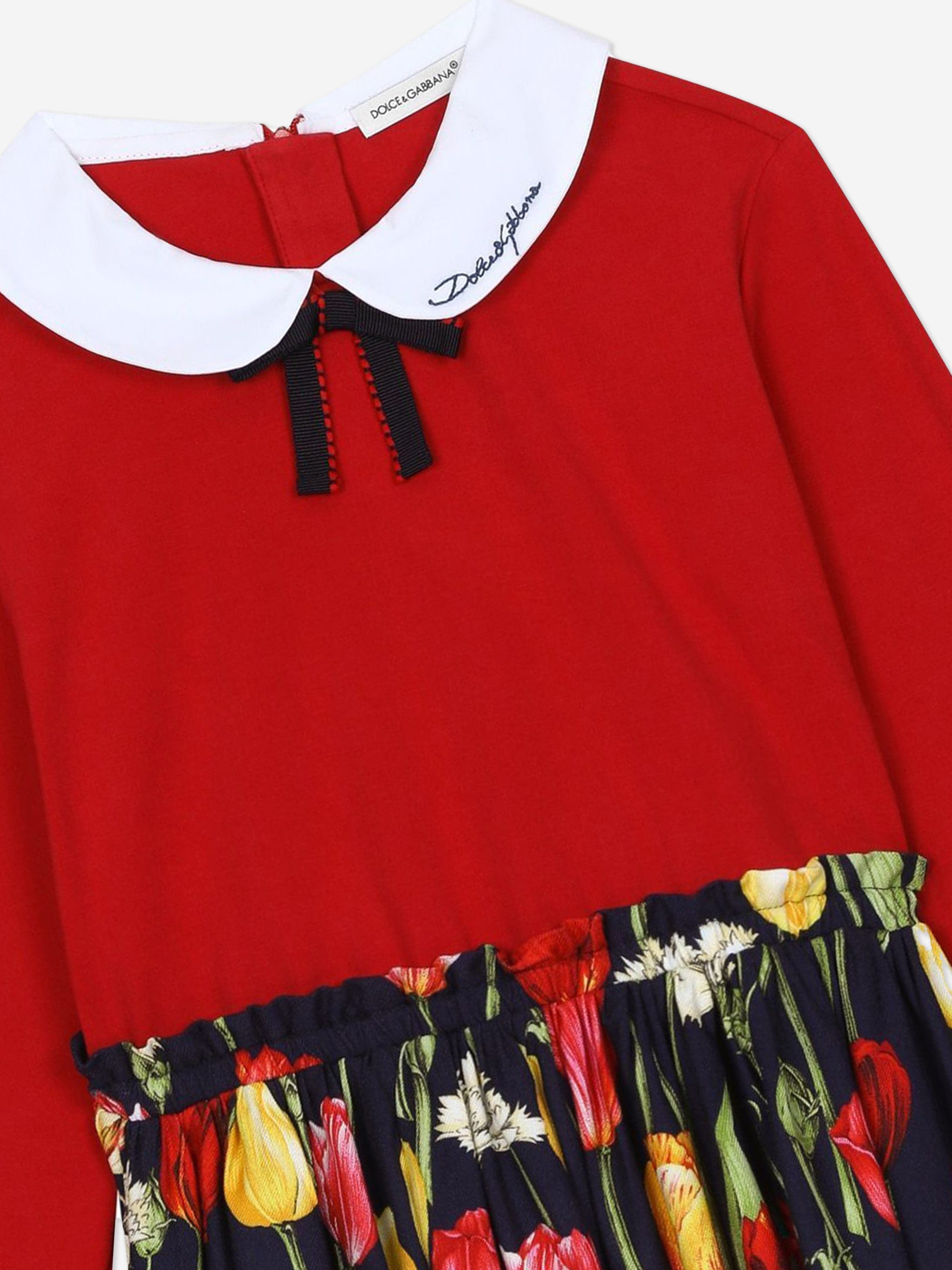Dolce & Gabbana Girls Tulip Dress in Red | Childsplay Clothing