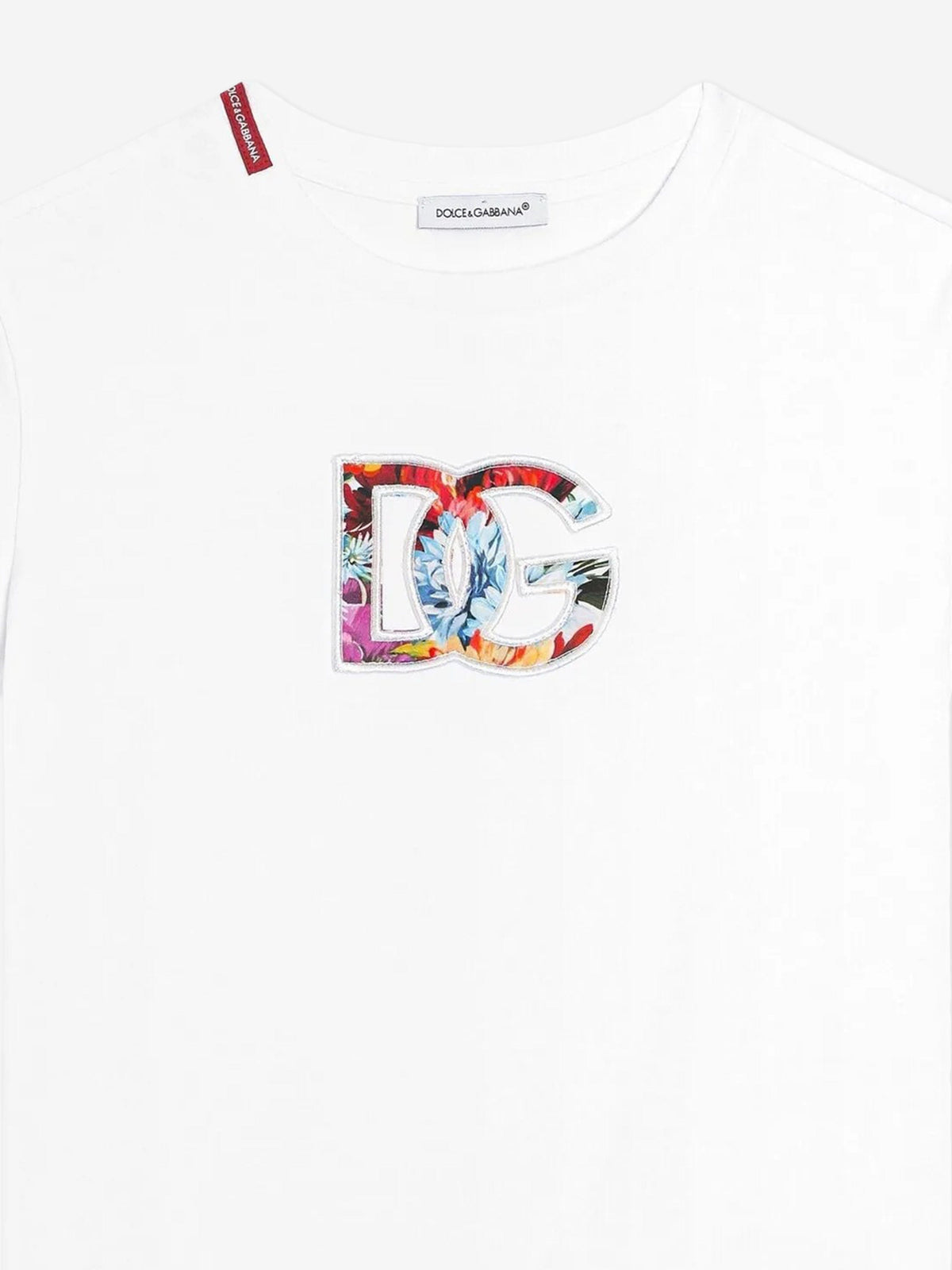 Dolce & Gabbana Girls Floral Logo T-Shirt in White | Childsplay 