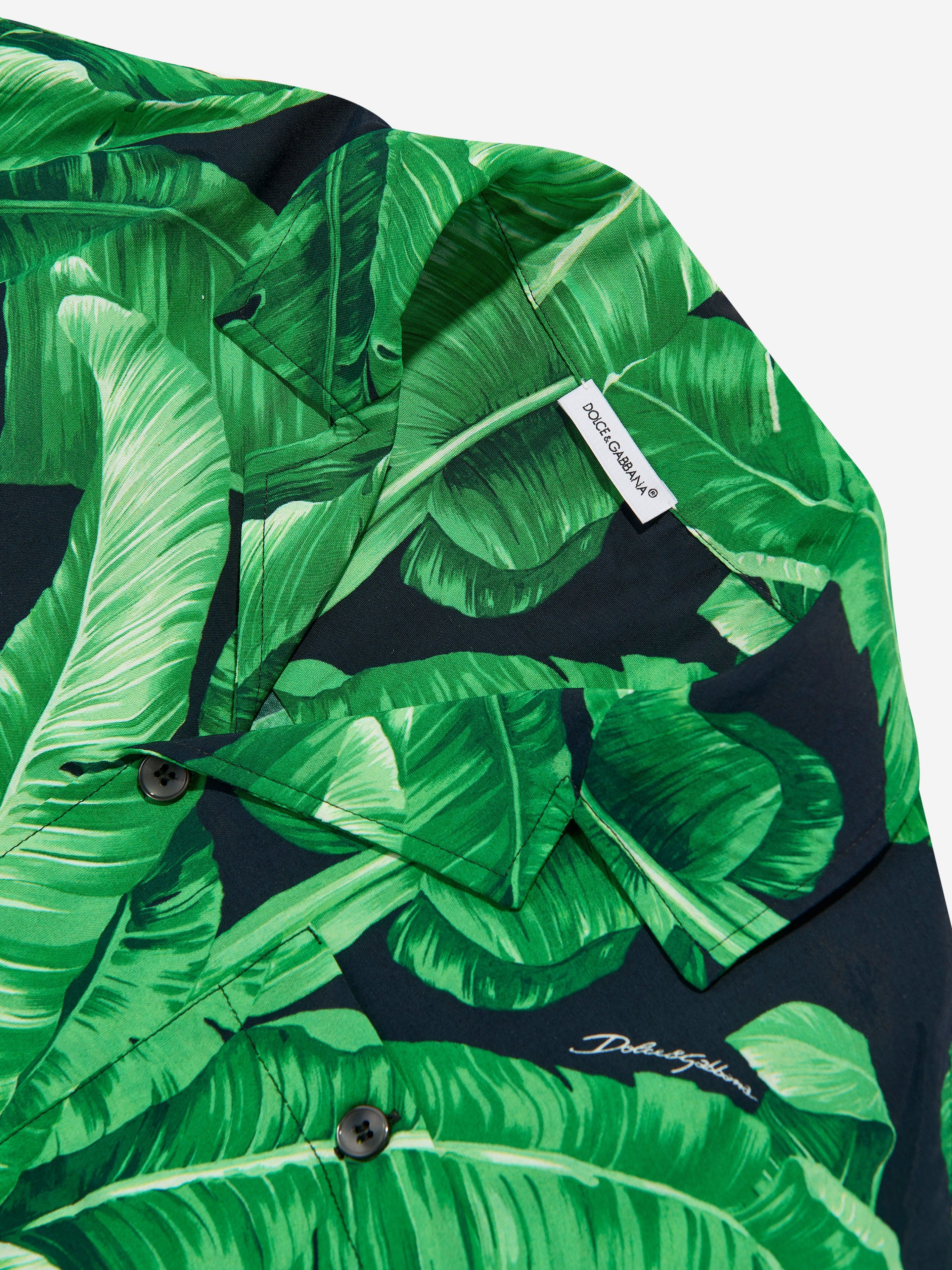 Dolce & Gabbana Boys Banana Leaf Shirt in Green | Childsplay Clothing