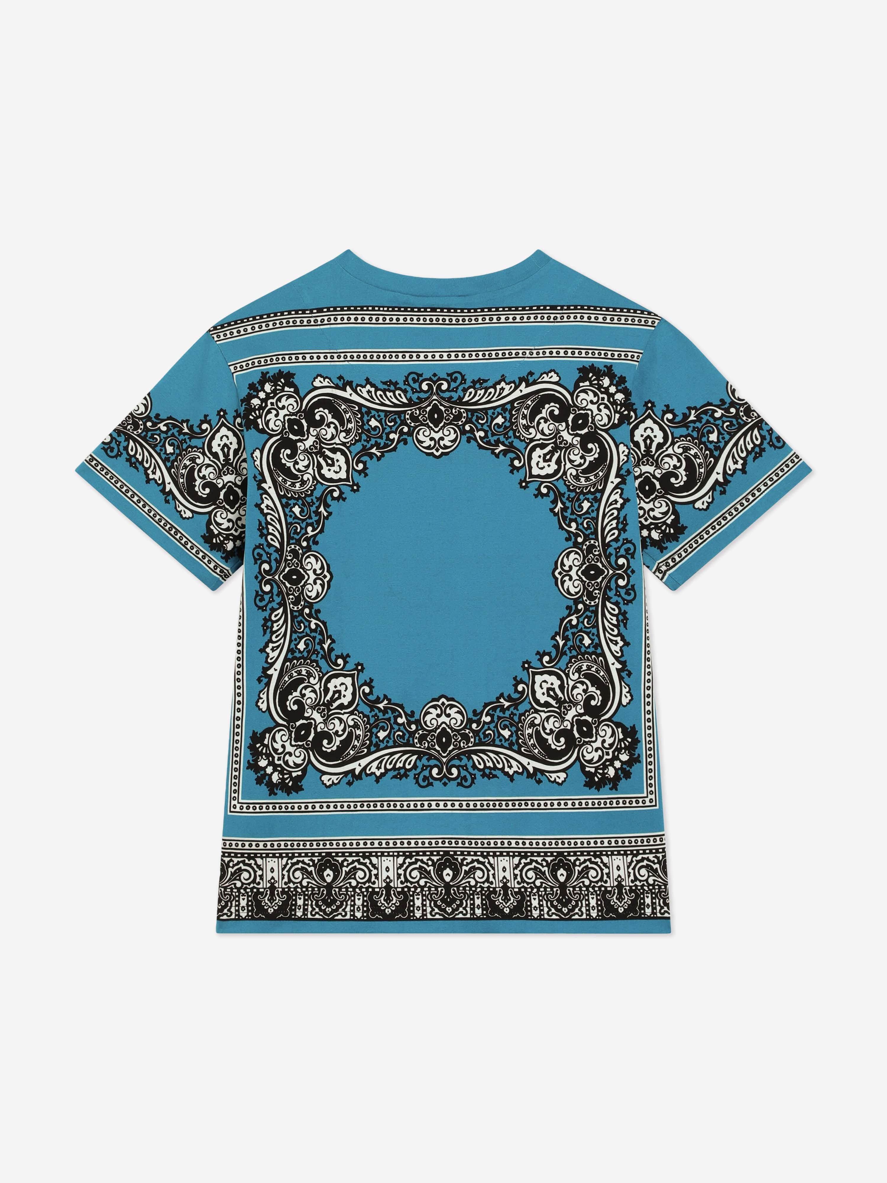 Dolce & Gabbana Boys Bandana Print T-Shirt in Blue | Childsplay