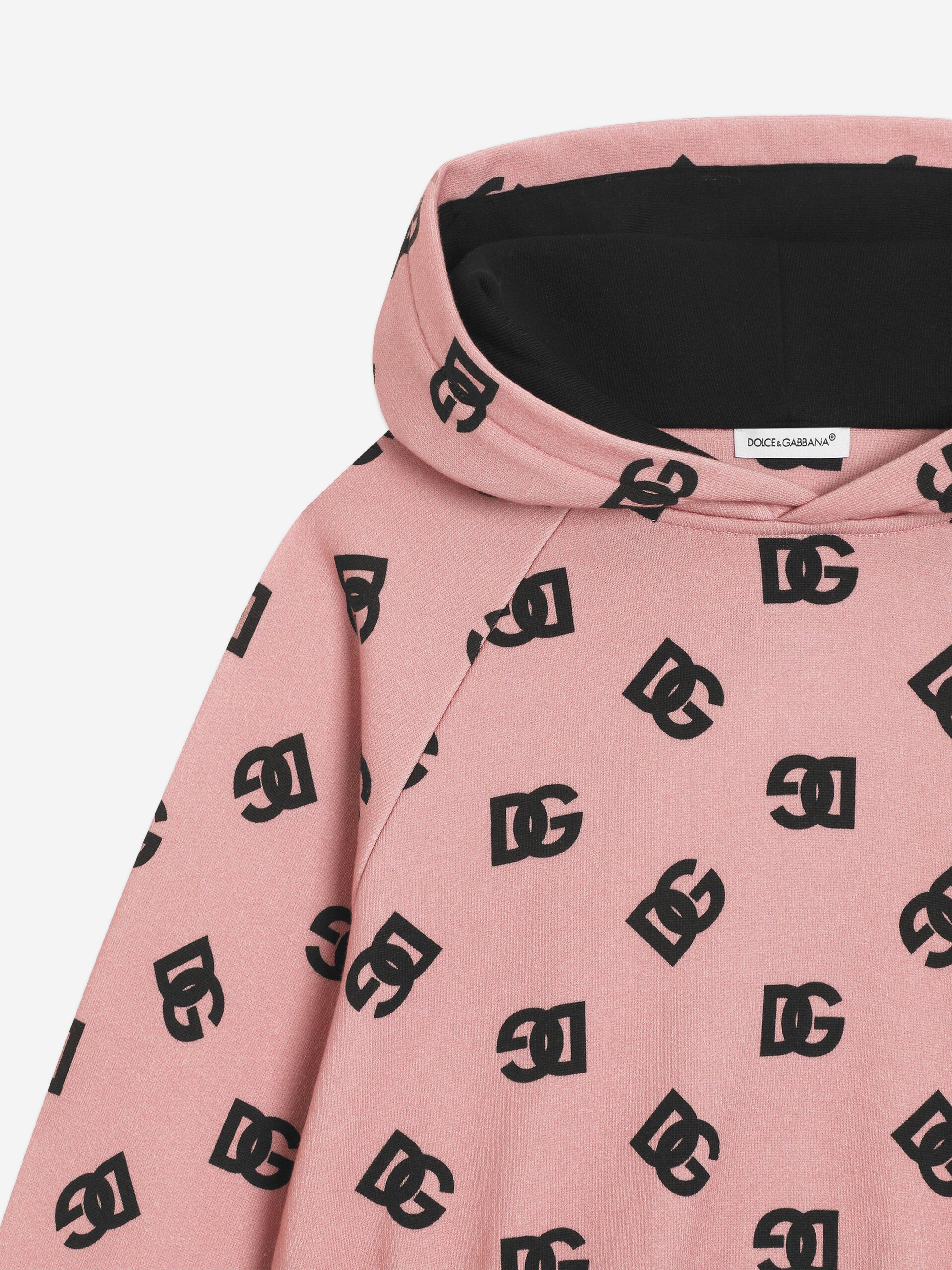 Dolce & Gabbana Girls Dg Logo Hoodie in Pink | Childsplay Clothing