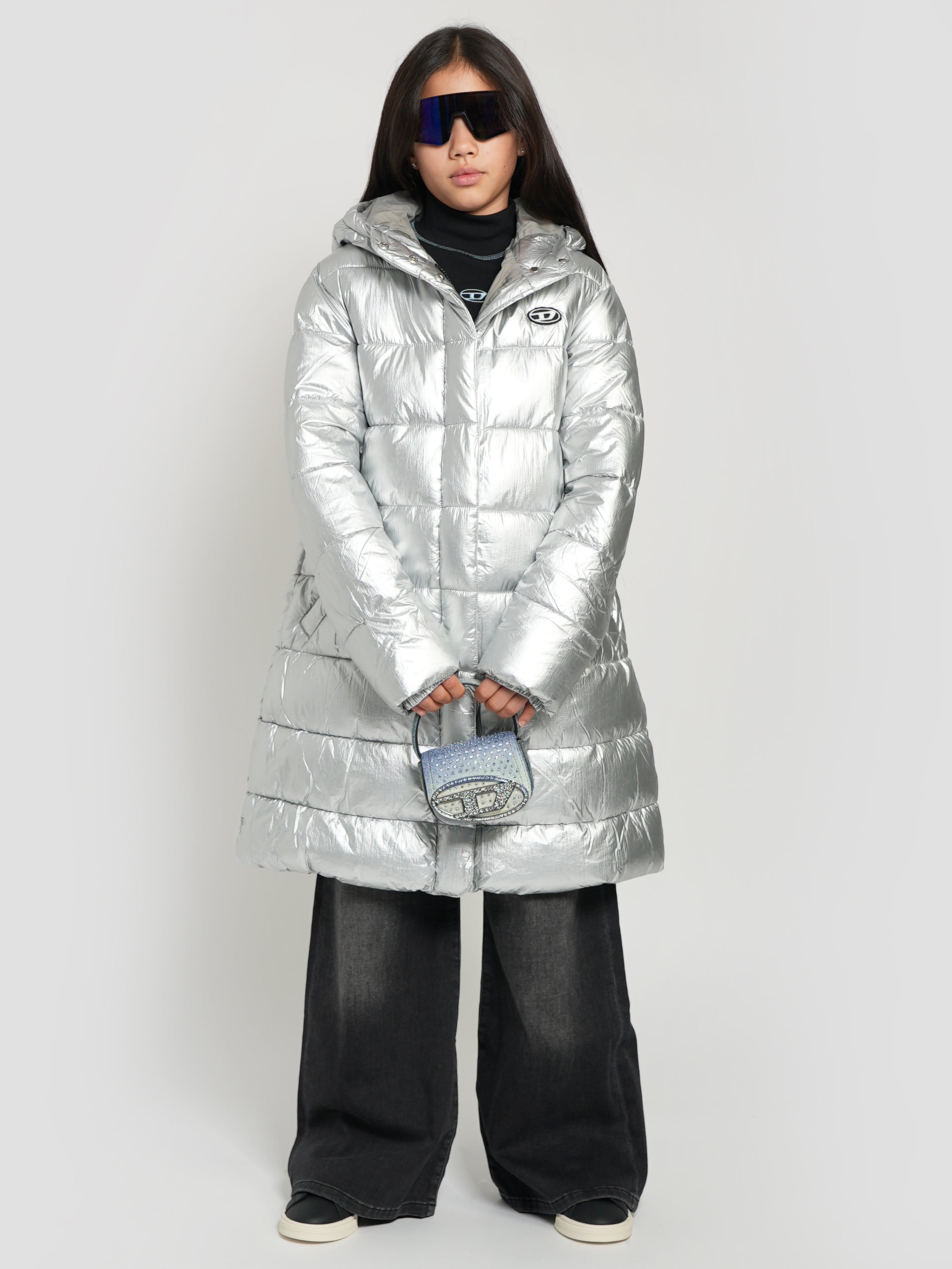 Long Silver Puffer Jacket Ava Viv Ava Viv Silver Women's Plus Size