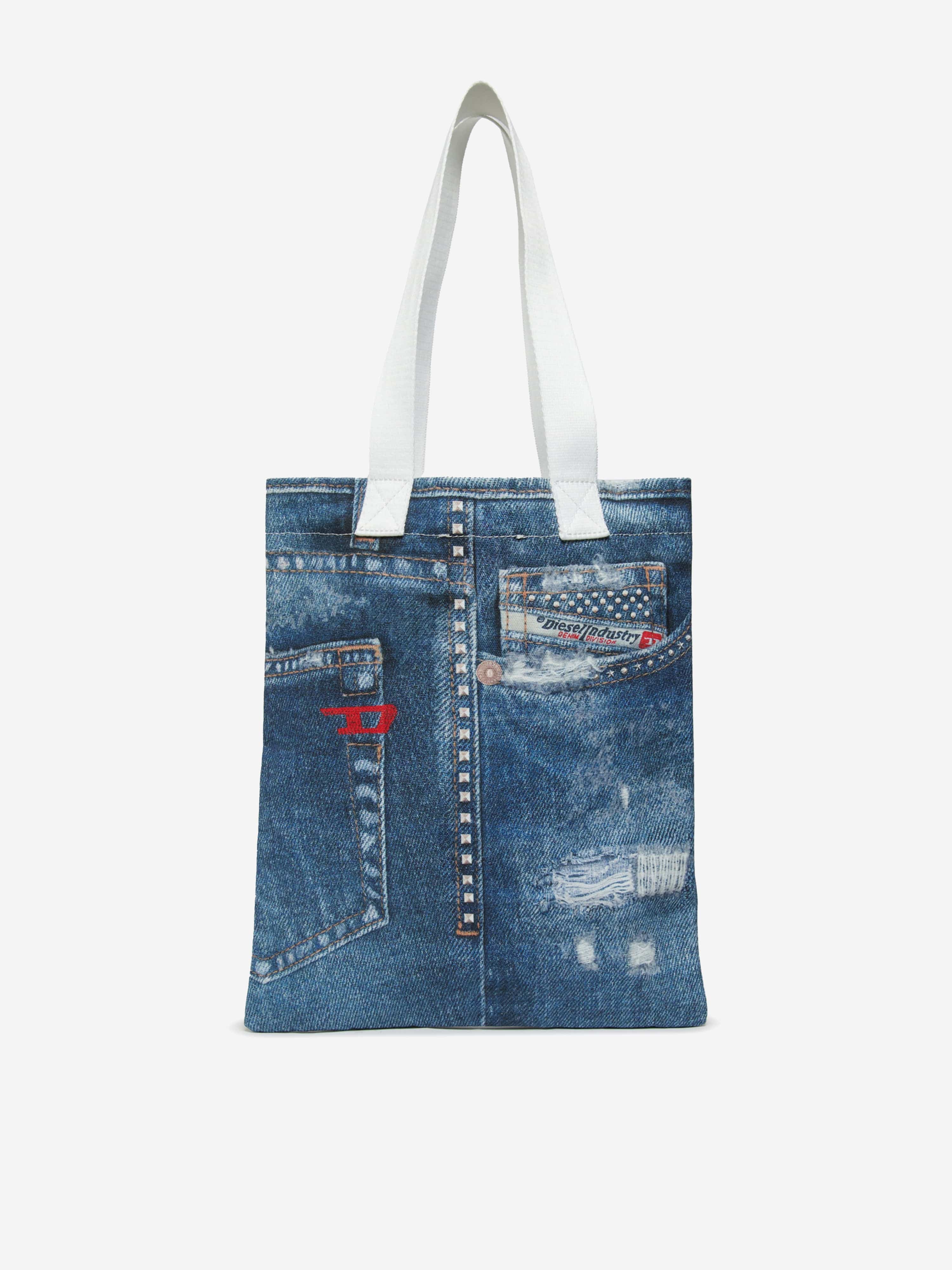 Diesel Girls Denim Effect Tote Bag in Blue (34cm) | Childsplay