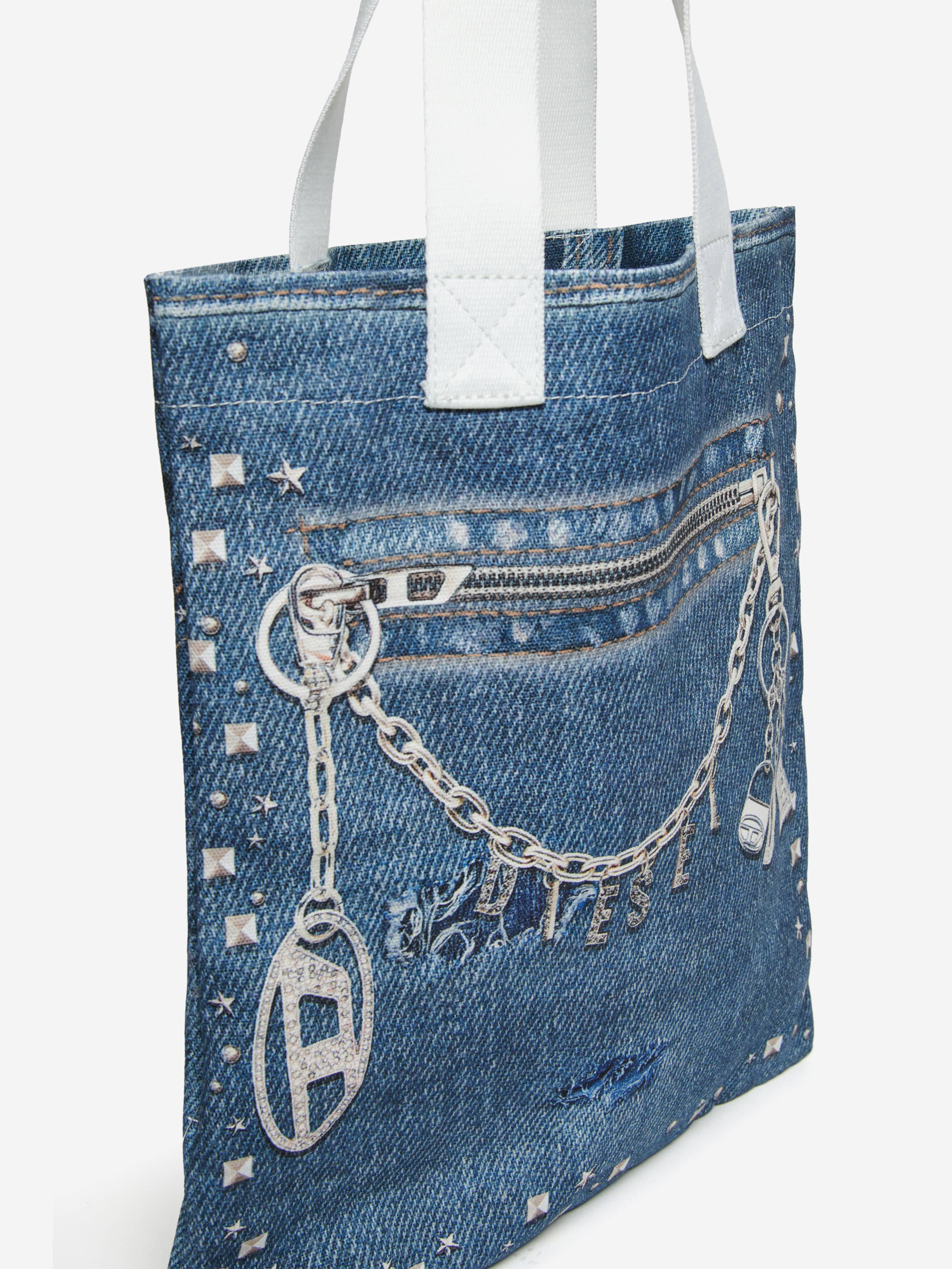 Diesel Girls Denim Effect Tote Bag in Blue (34cm) | Childsplay