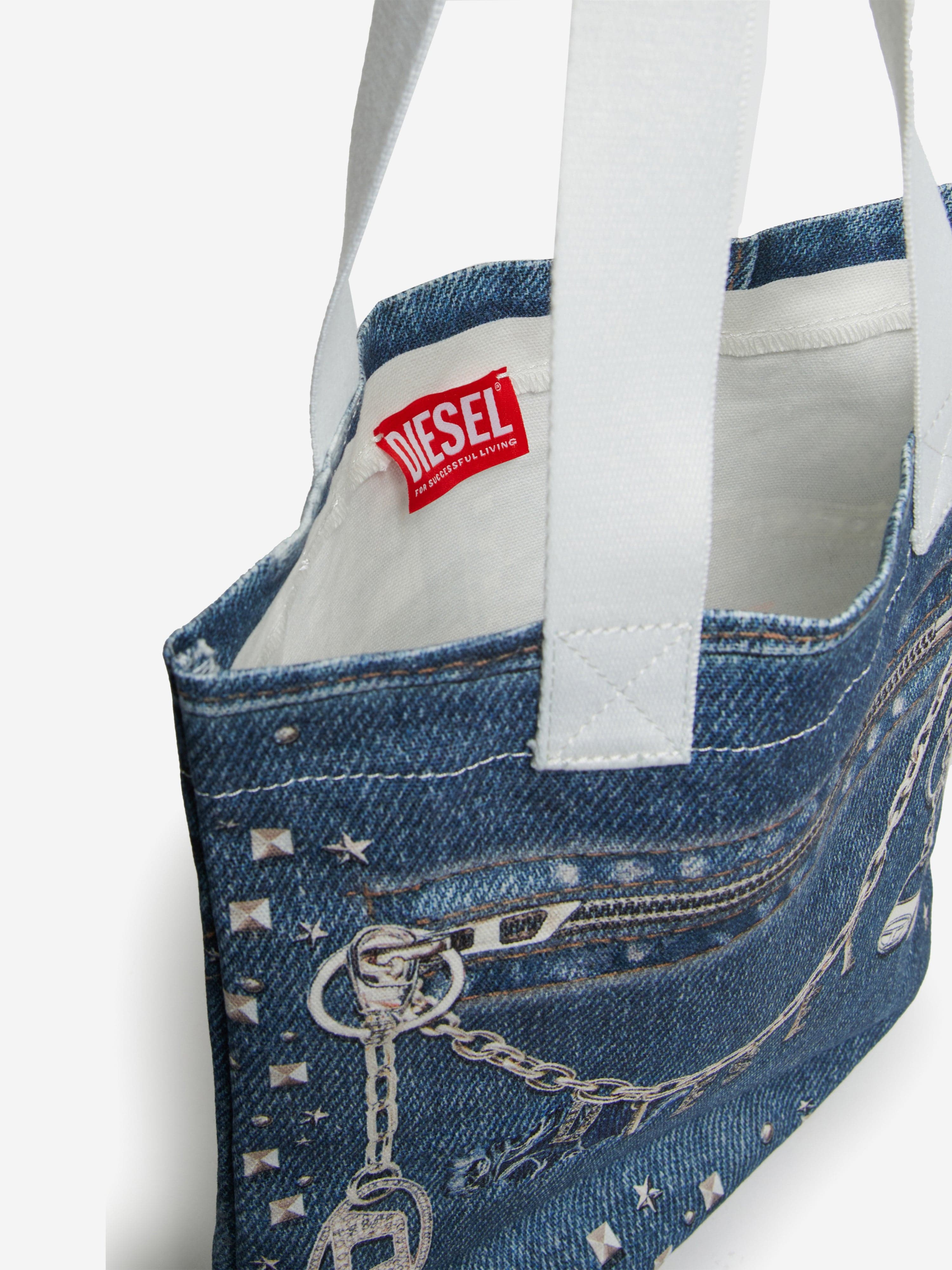 Diesel Girls Denim Effect Tote Bag in Blue (34cm) | Childsplay