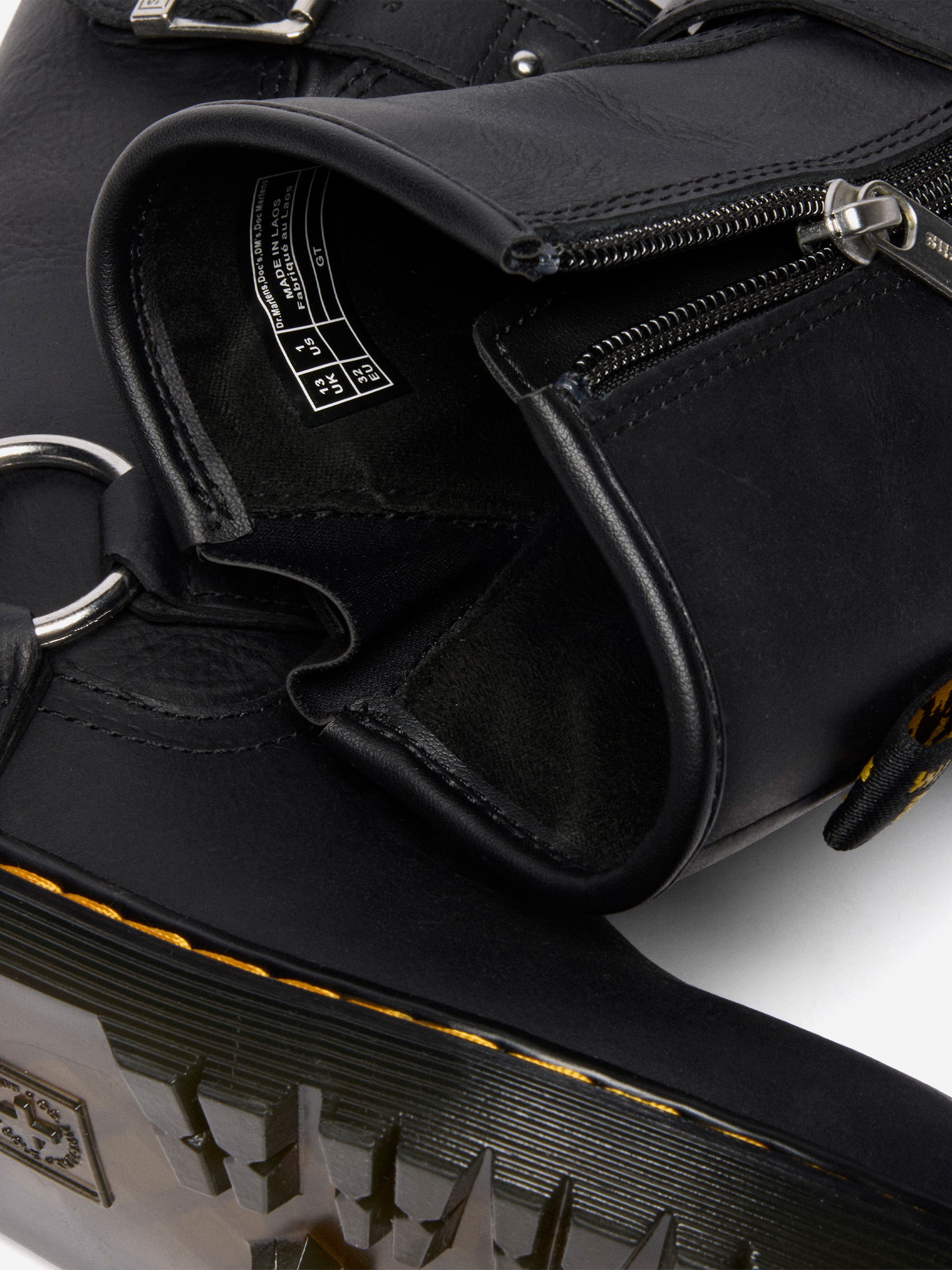 Dr Martens Kids Genaya Leather Rigger Boots in Black | Childsplay