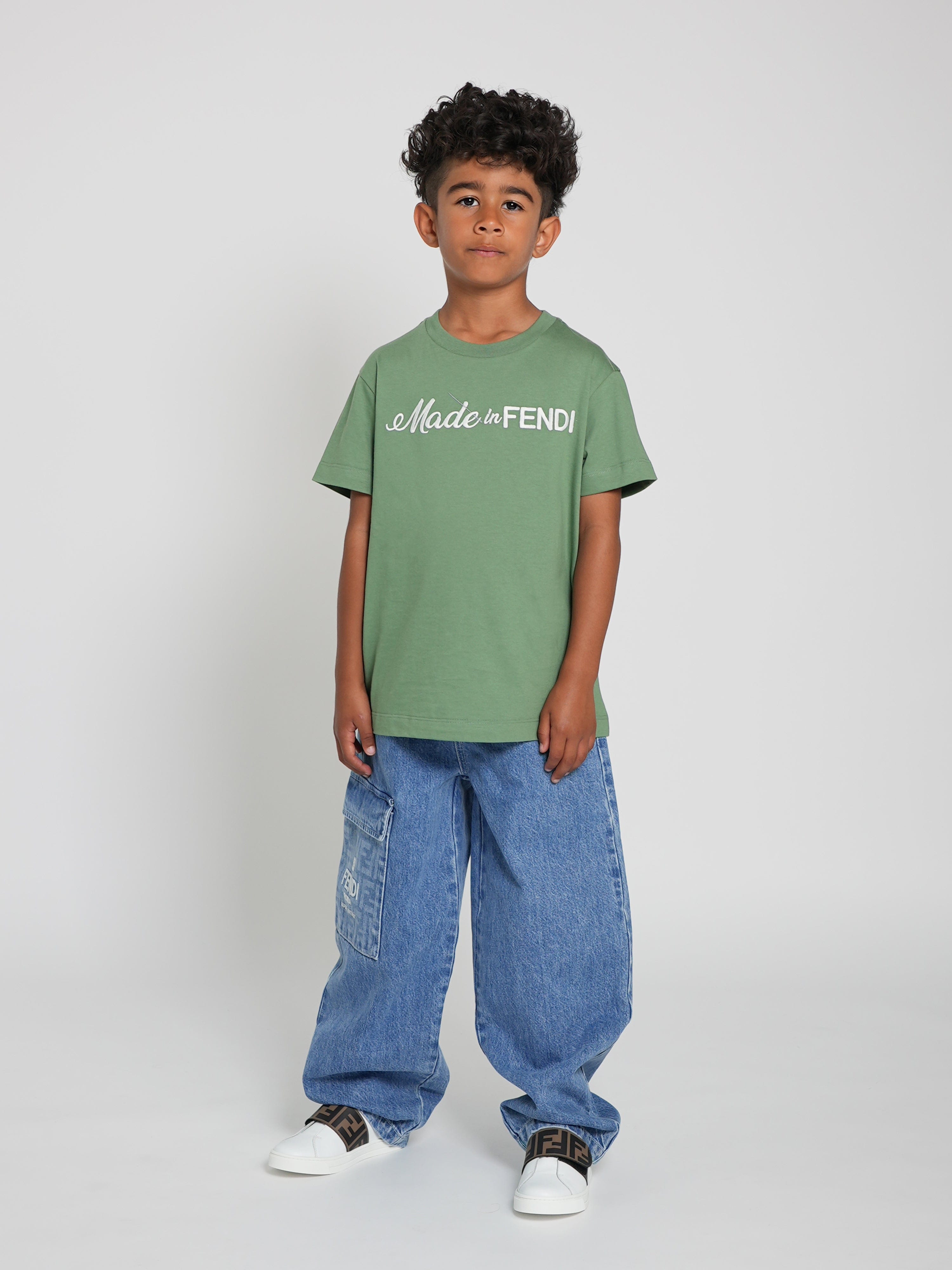 Fendi Kids Washed Denim Jeans in Blue | Childsplay Clothing