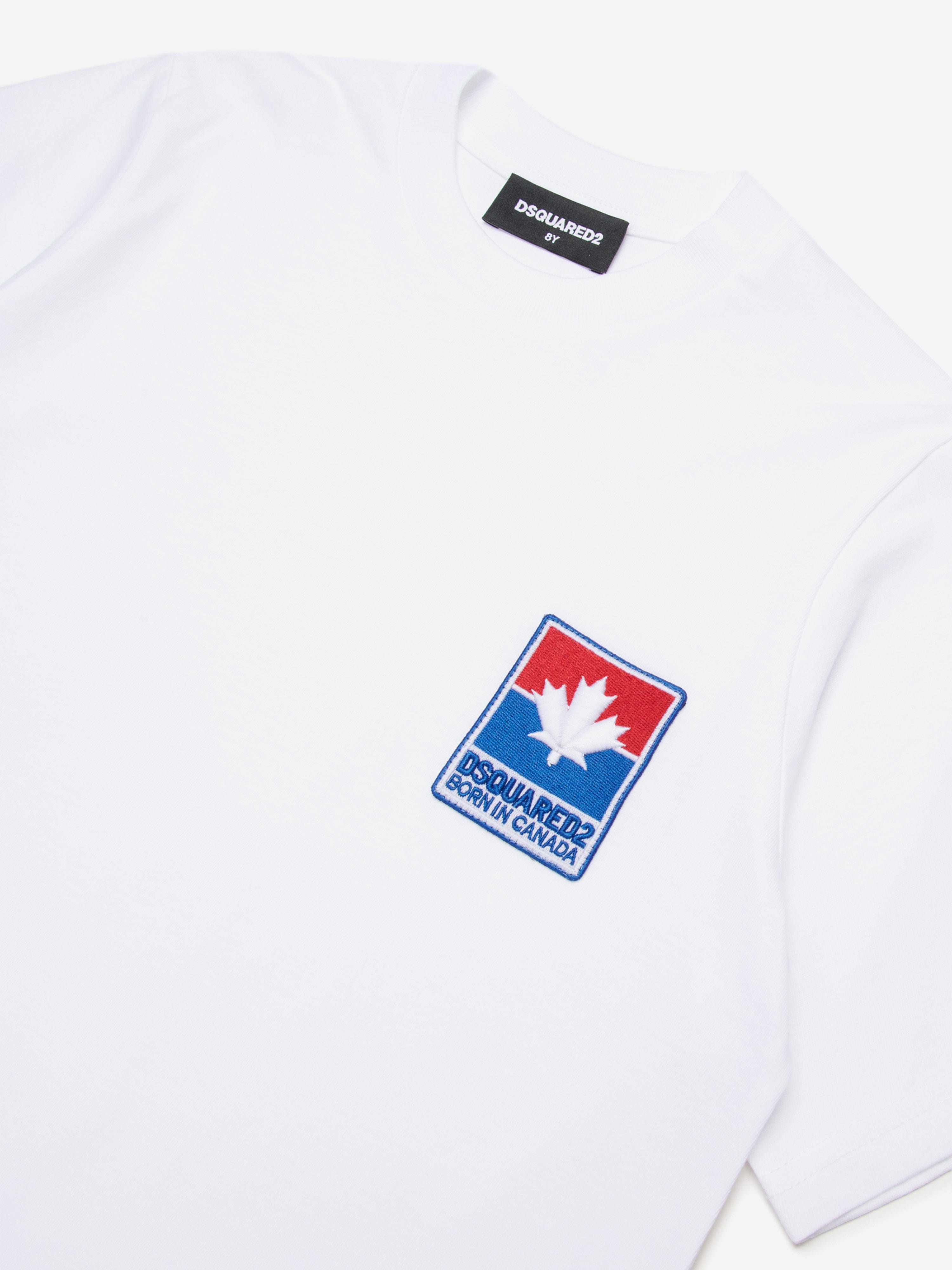 Dsquared2 Kids Dsquared2 Kids Maple Leaf Logo T-Shirt in White
