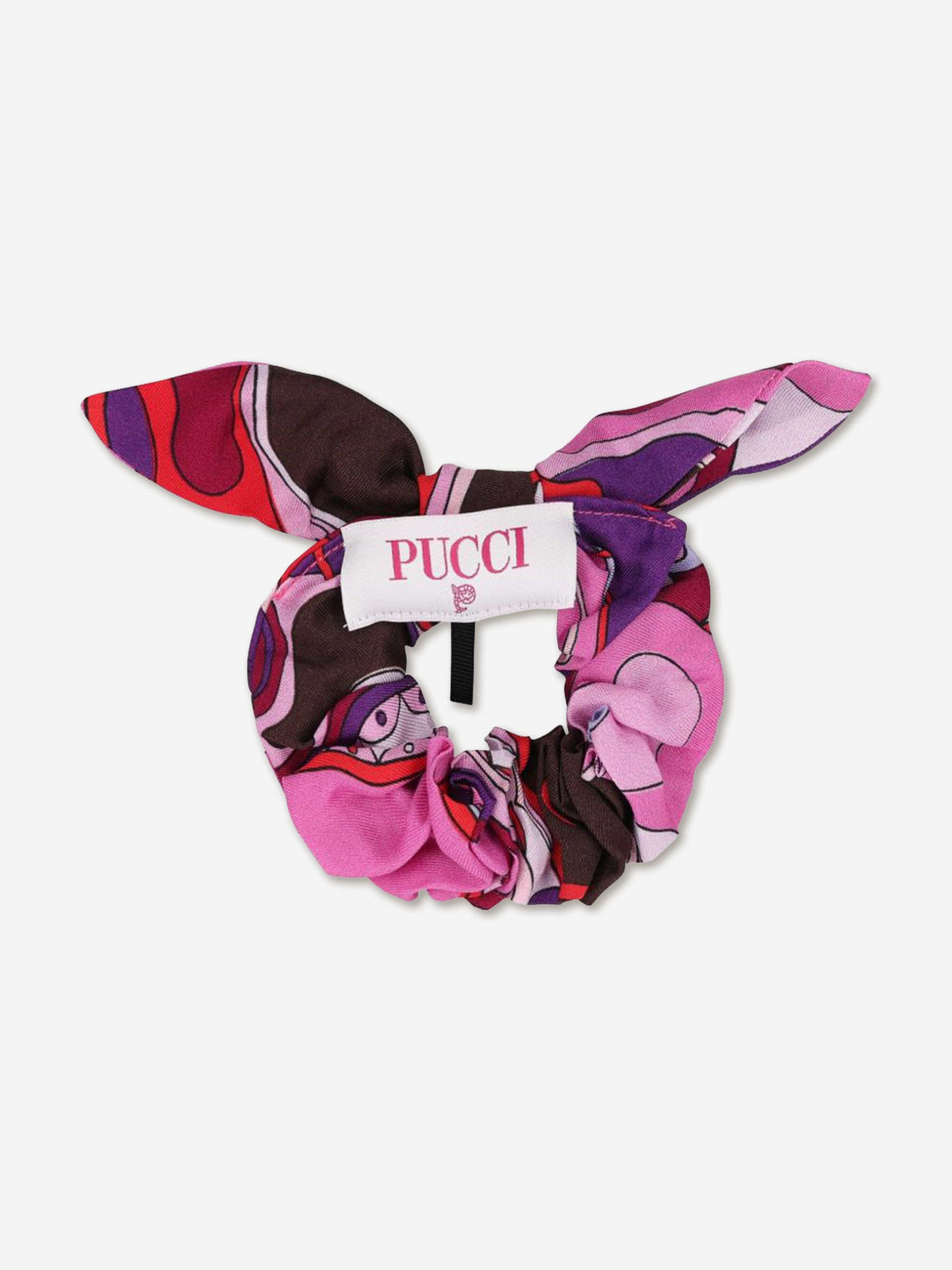 Emilio Pucci Pink, Black & White Patterned Silk Scrunchie Iride Print Hair Tie – PUCCI main image 4