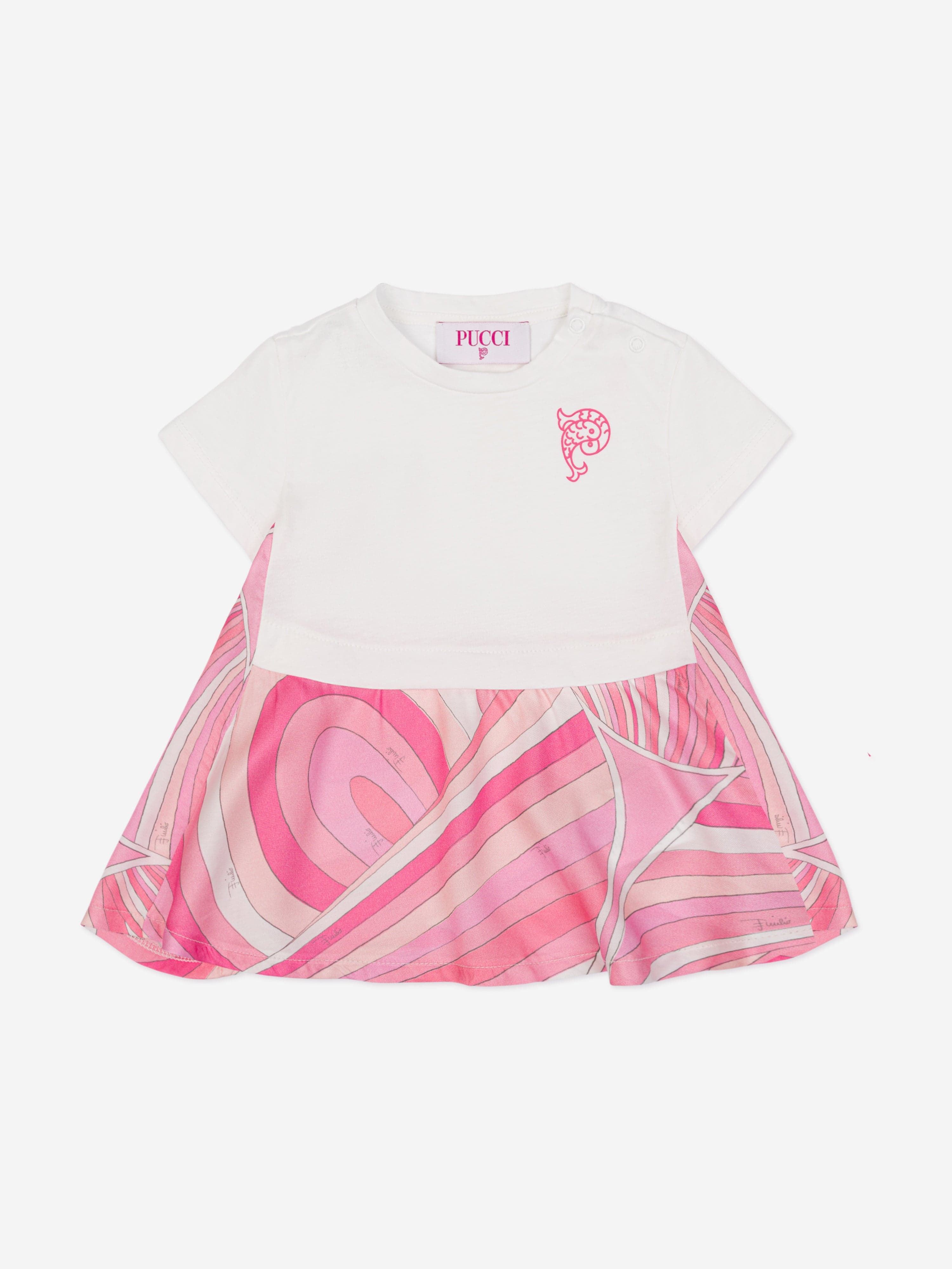 Baby Girls Iride Print Jersey Dress in Ivory