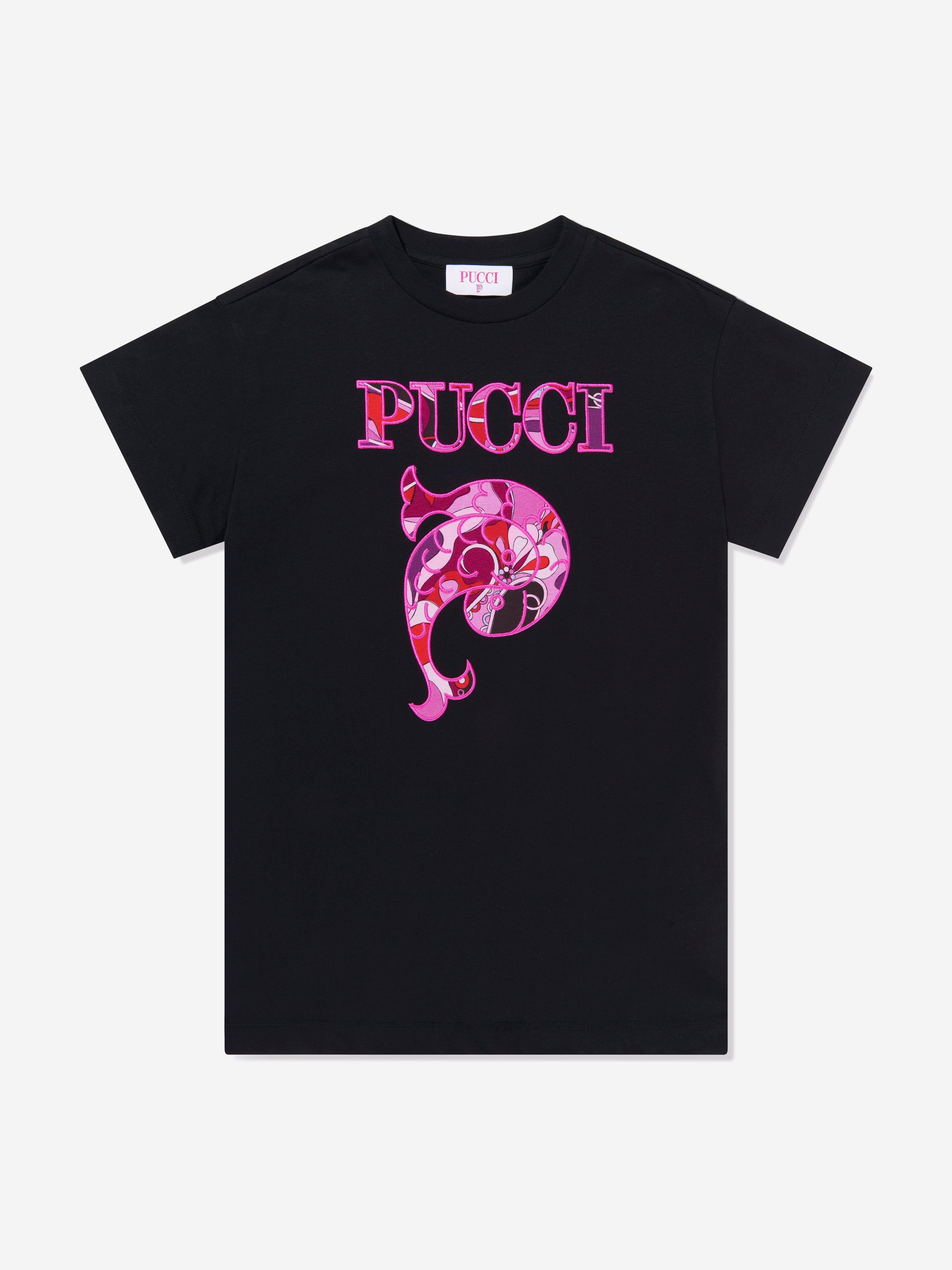 PUCCI Girls Fish Logo Jersey Dress in Black | Childsplay Clothing