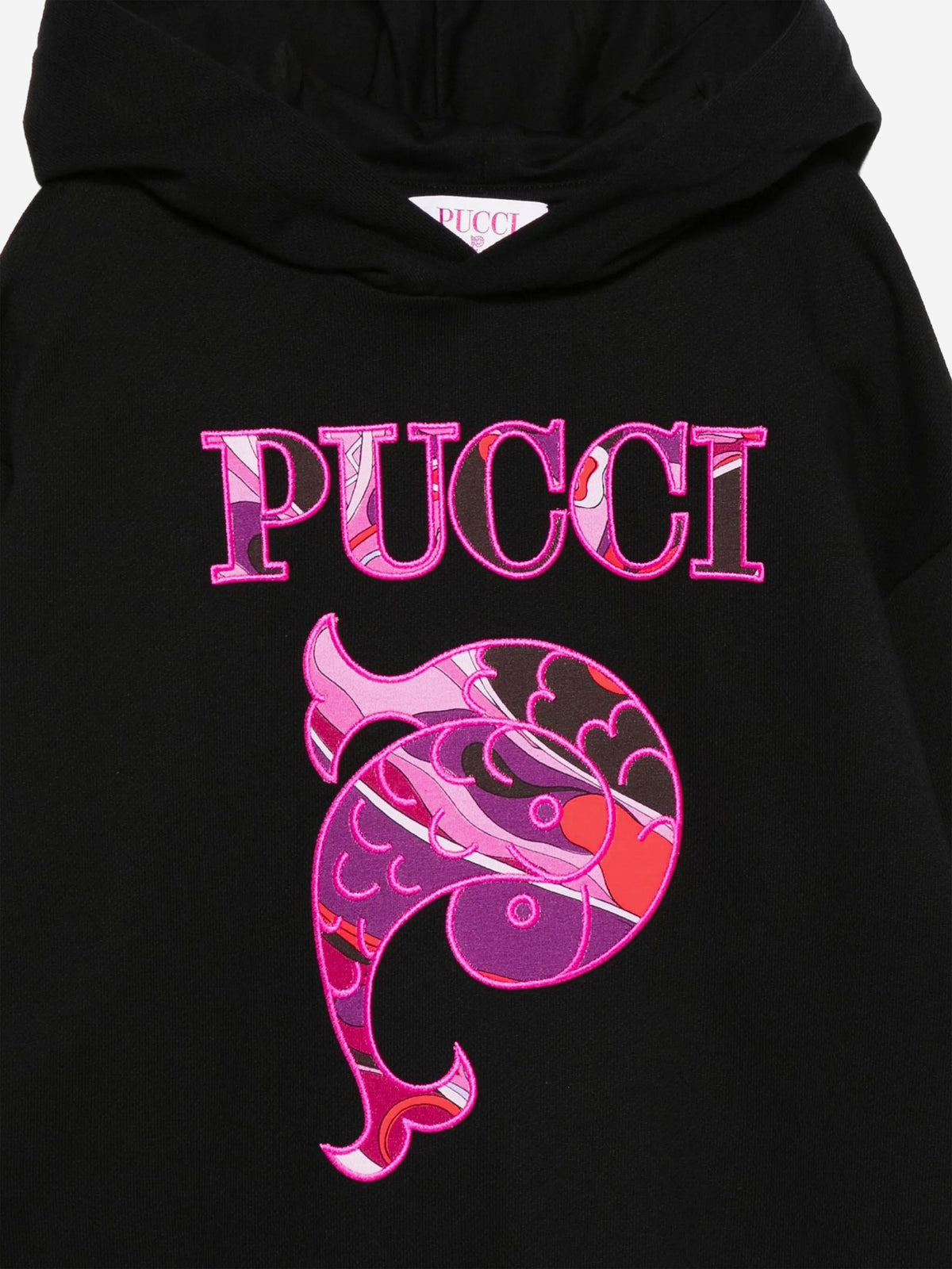 PUCCI Girls Fish Logo Hoodie in Black | Childsplay Clothing