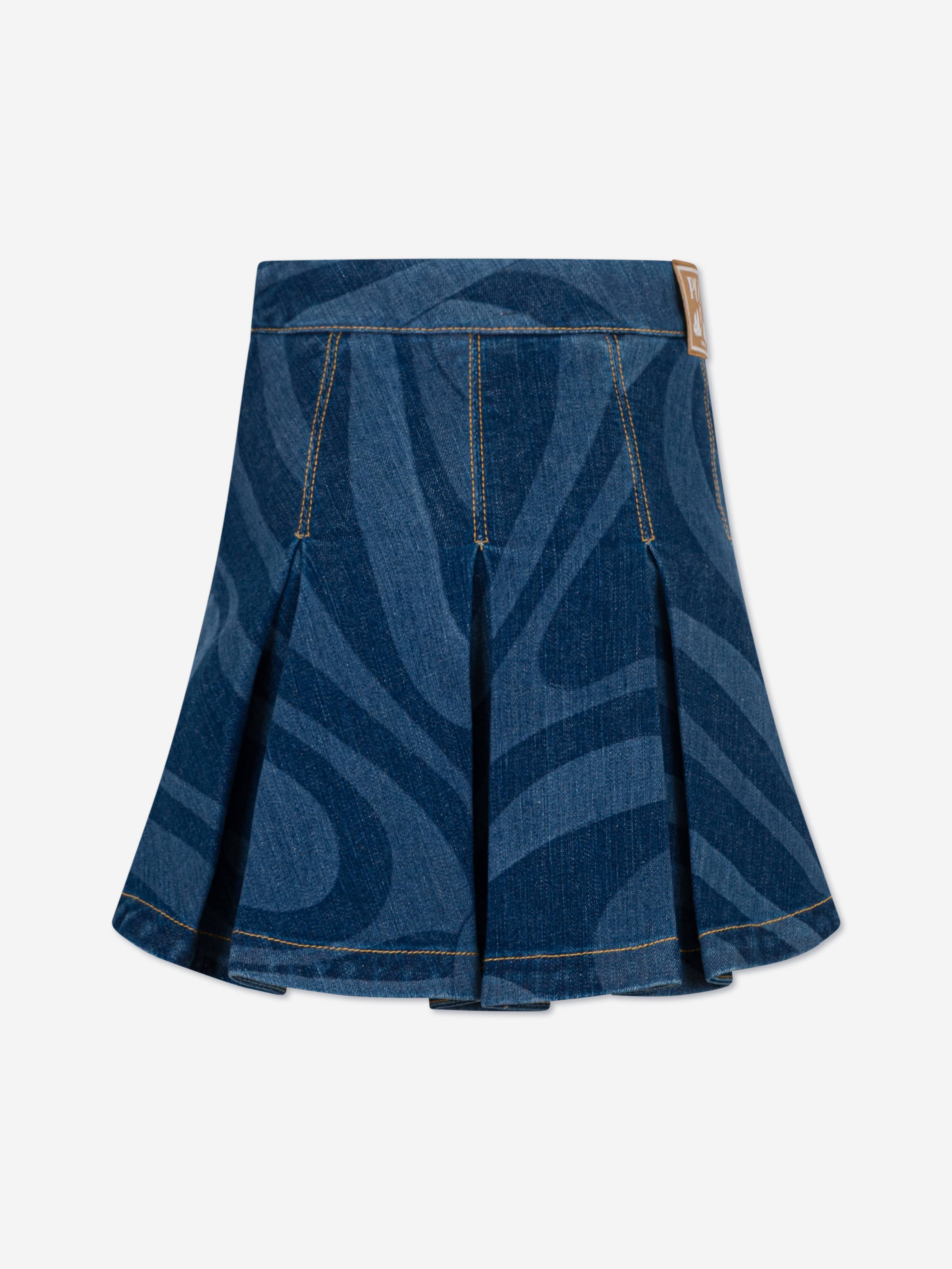 PUCCI Girls Marmo Denim Skirt in Blue | Childsplay Clothing