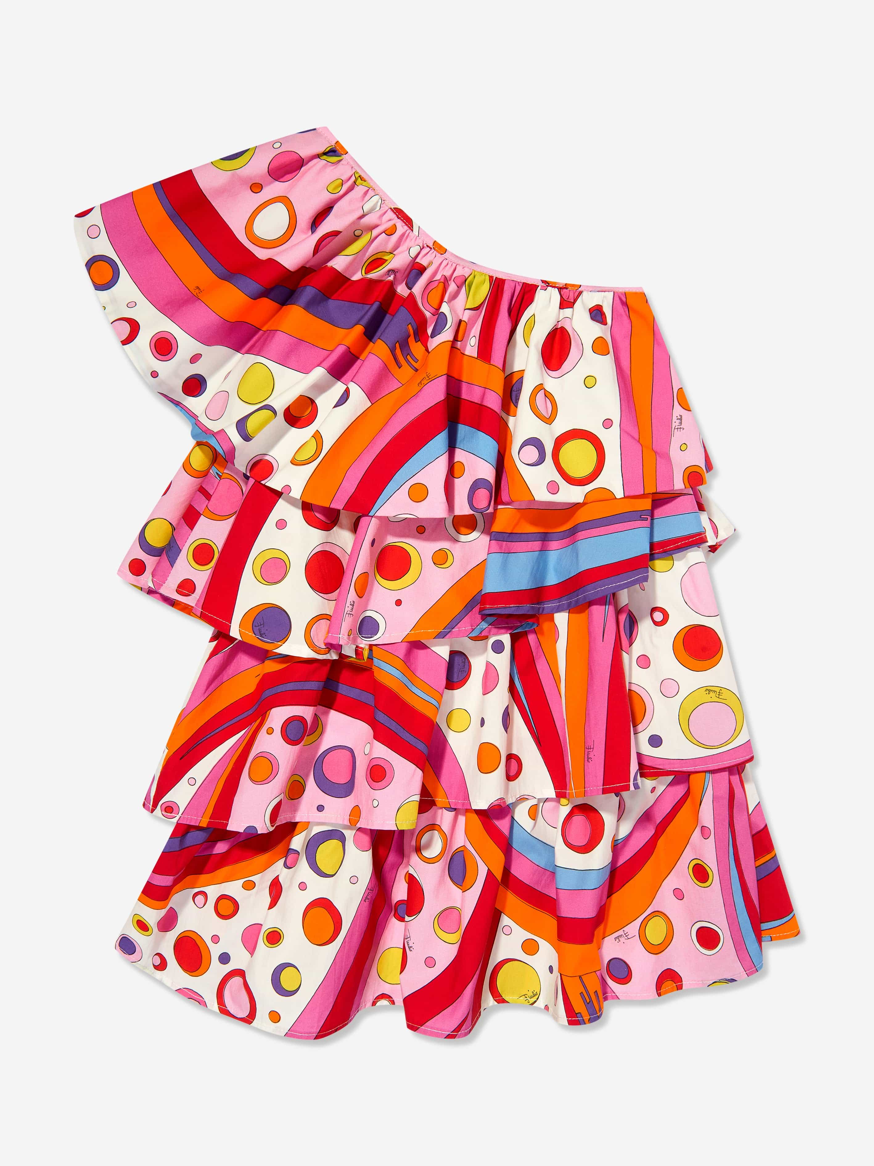 PUCCI Girls Fontane Print Ruffle Dress in Multicolour