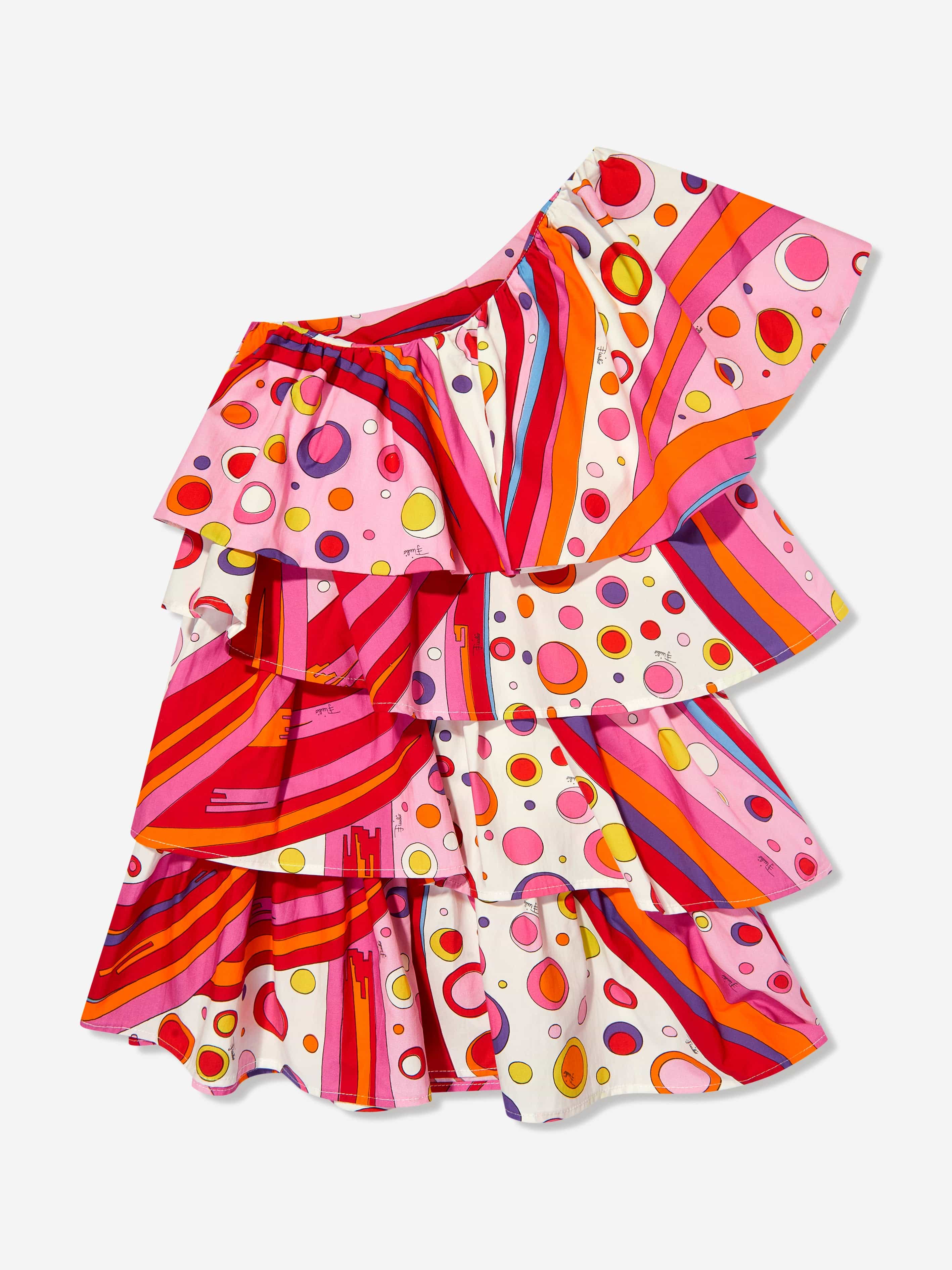 PUCCI Girls Fontane Print Ruffle Dress in Multicolour
