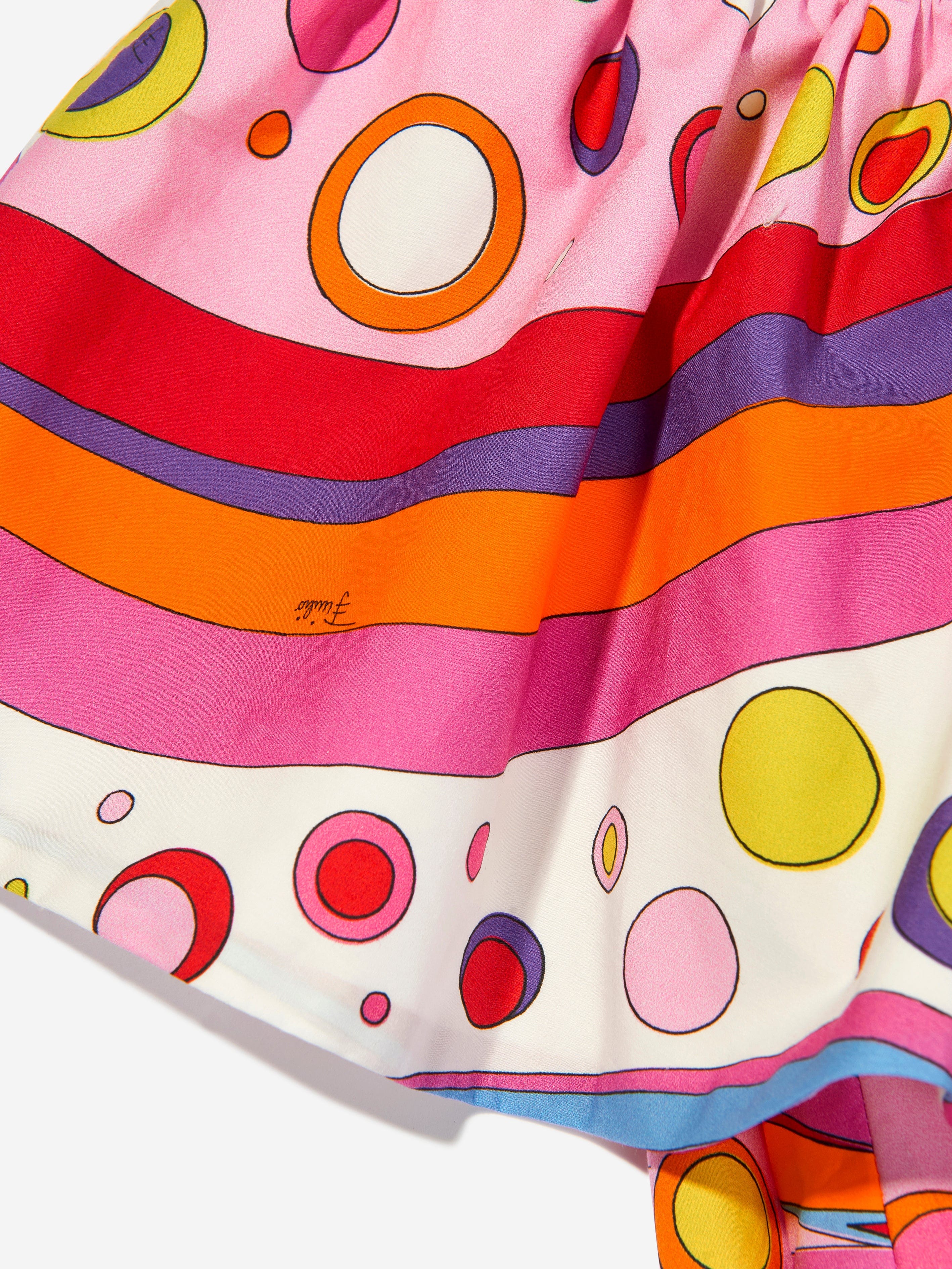 PUCCI Girls Fontane Print Ruffle Dress in Multicolour