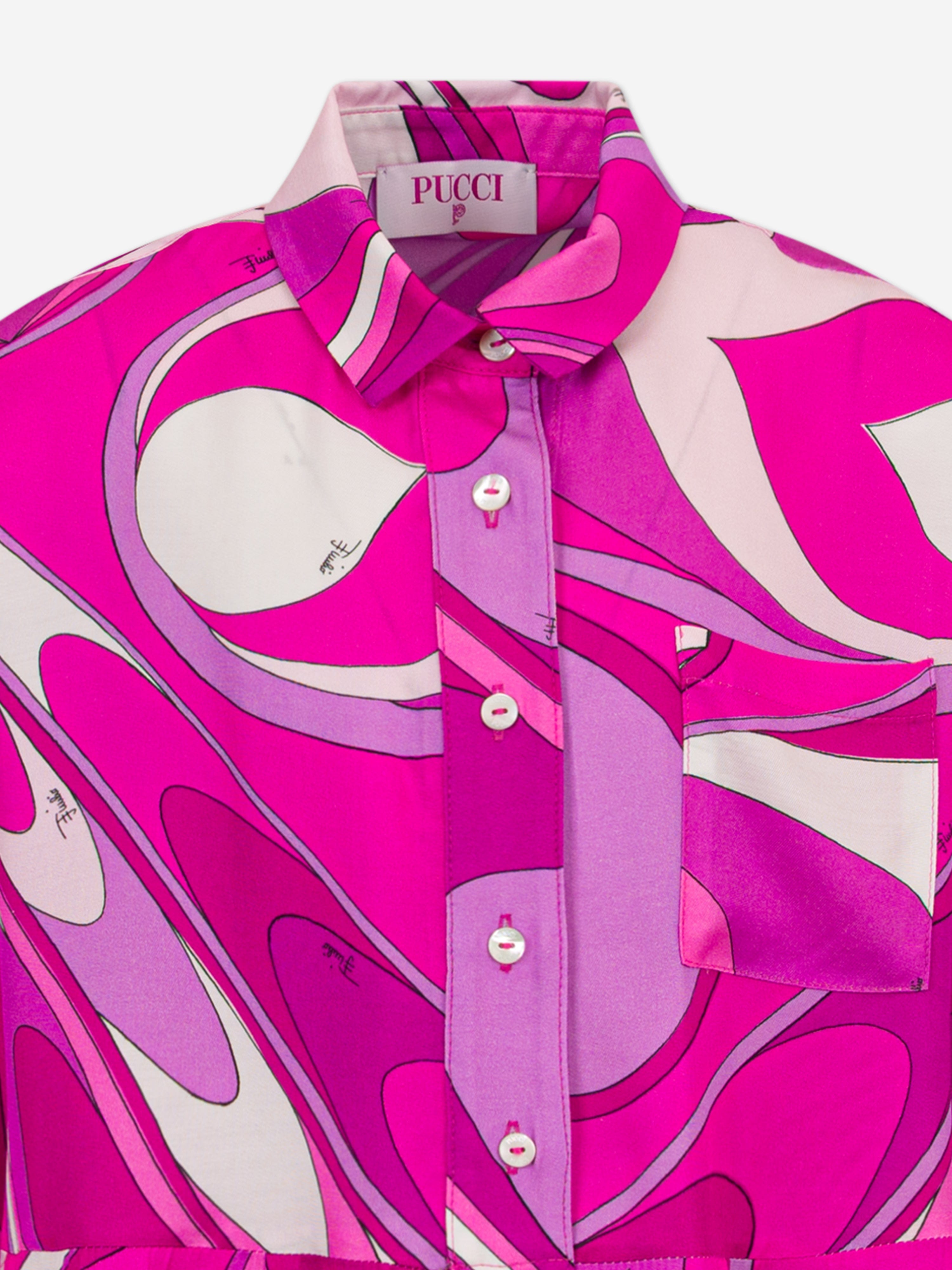 PUCCI Girls Onde Shirt Dress in Pink | Childsplay Clothing