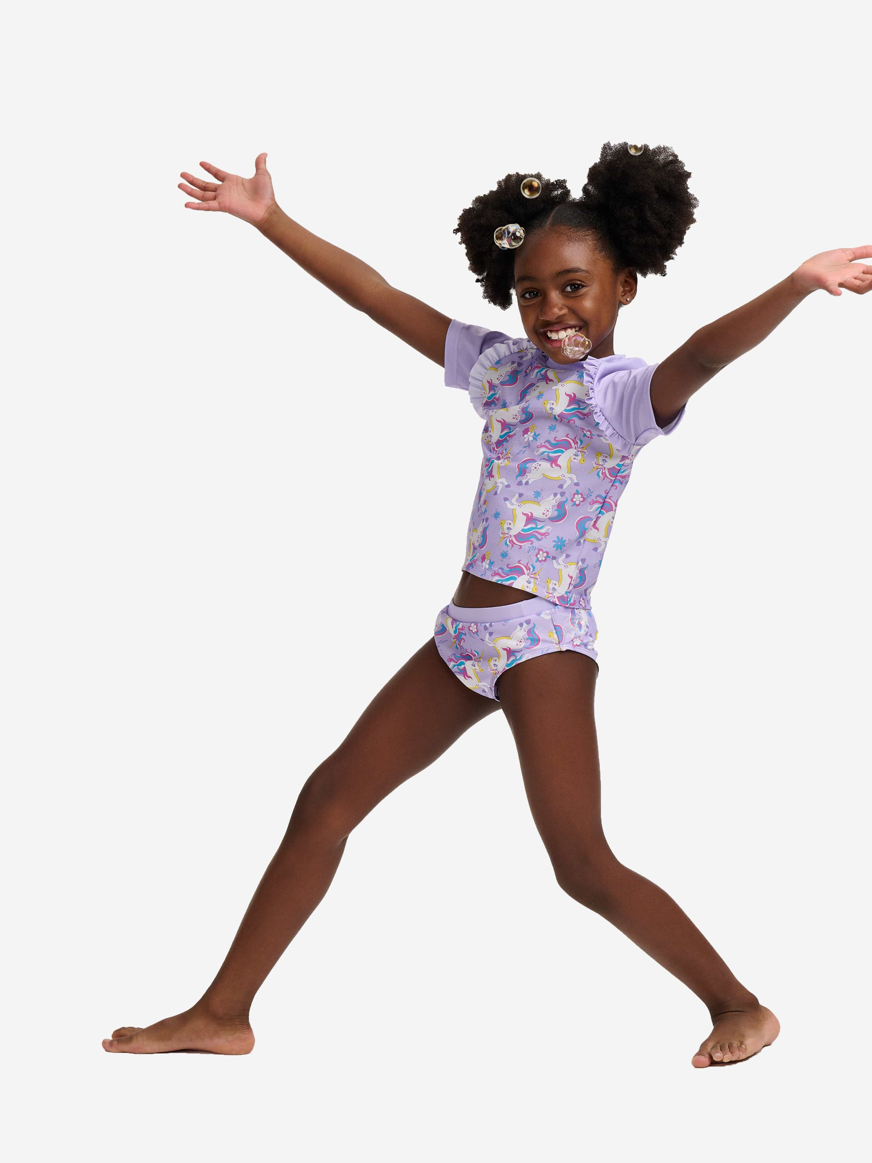 Soli Swim Soli Swim Girls Unicorn Rash Guard and Shorts UPF50 in Purple Childsplay Clothing