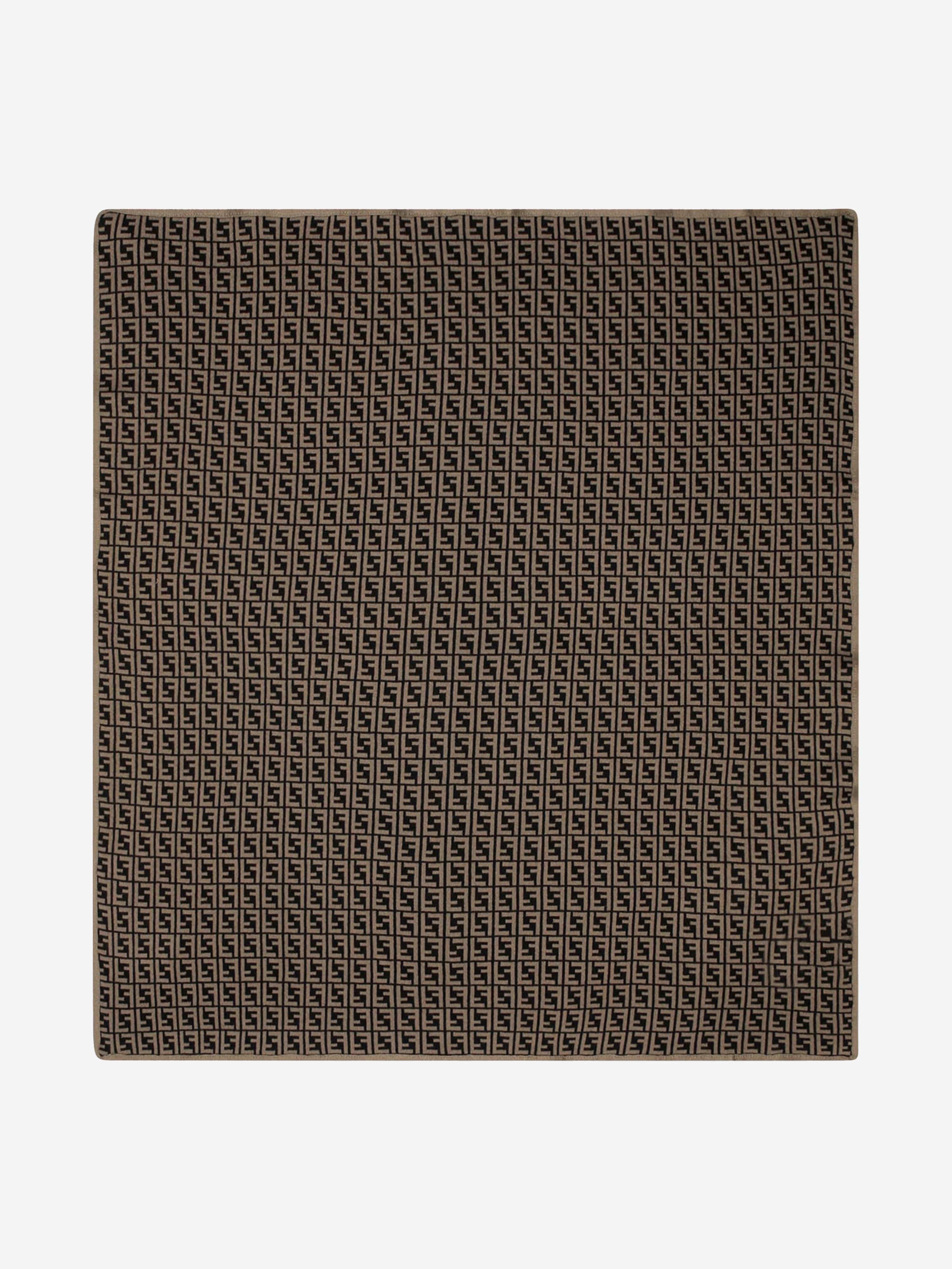 Fendi Baby Cotton and Cashmere Blanket in Brown (85cm Fendi Baby Cotton and Cashmere Blanket in Brown (85cm