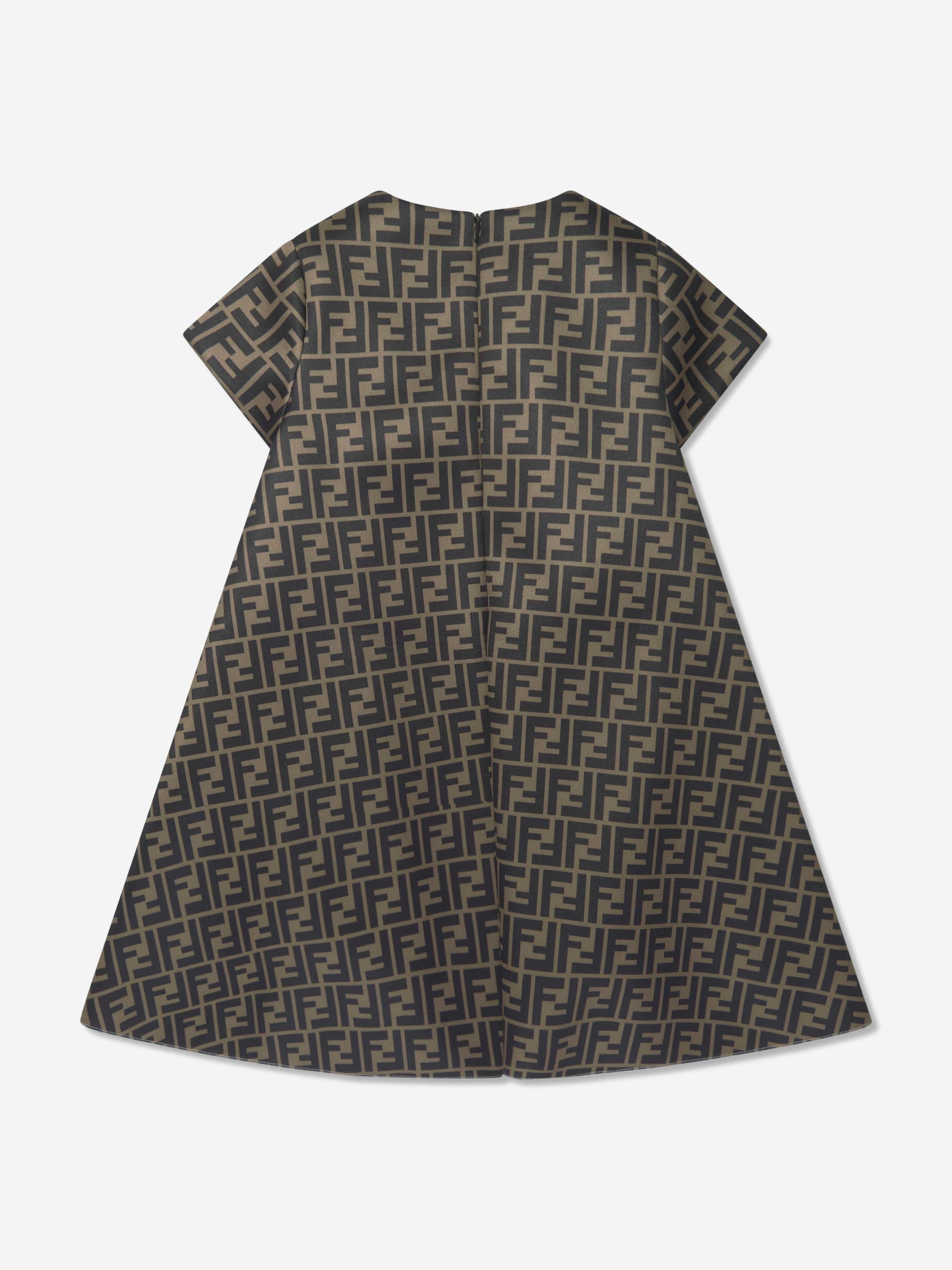 Fendi Girls Neoprene FF Logo Bow Dress | Childsplay Clothing