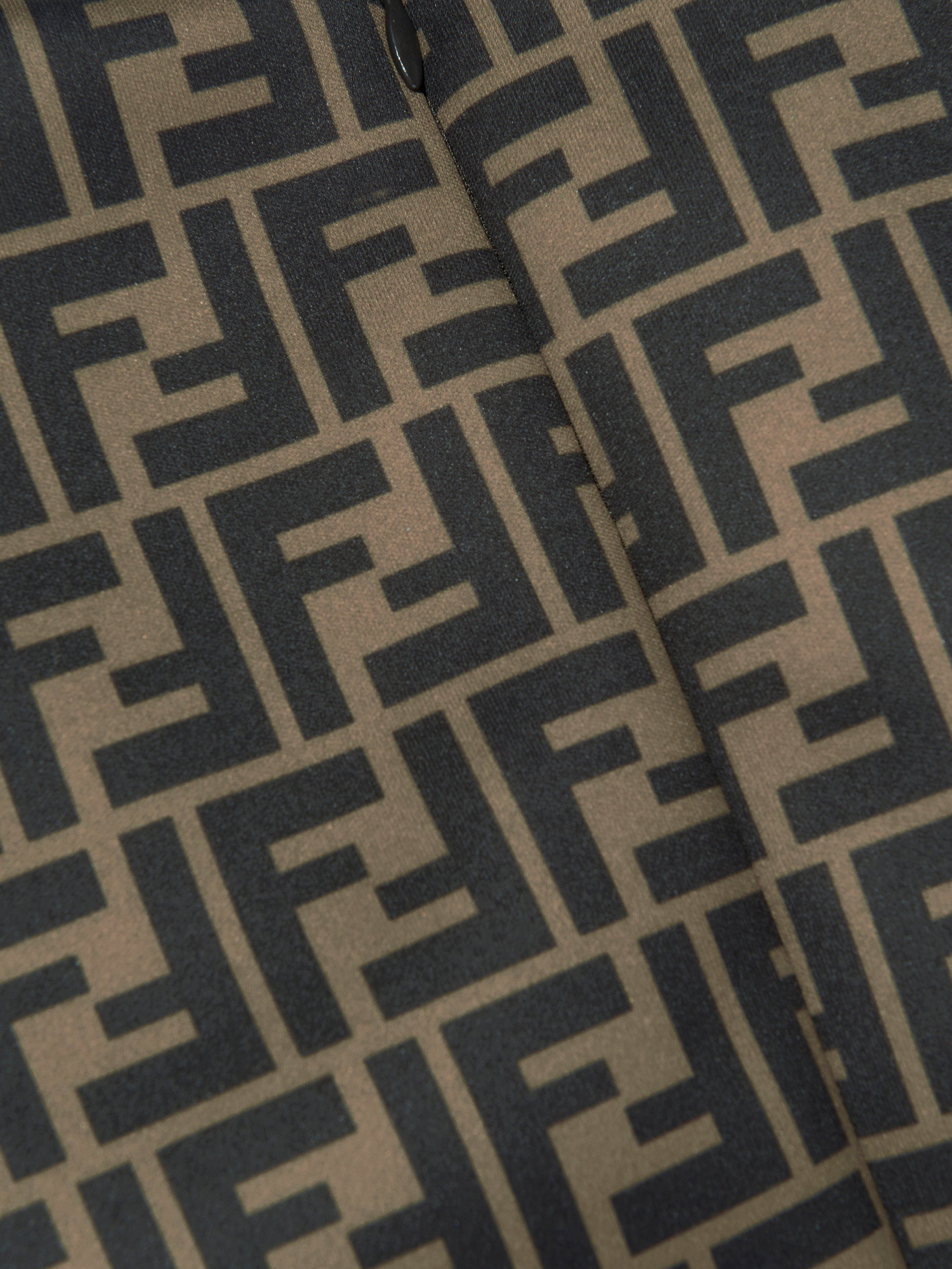 Fendi Kids - Girls Neoprene FF Logo Dress in Brown | Childsplay