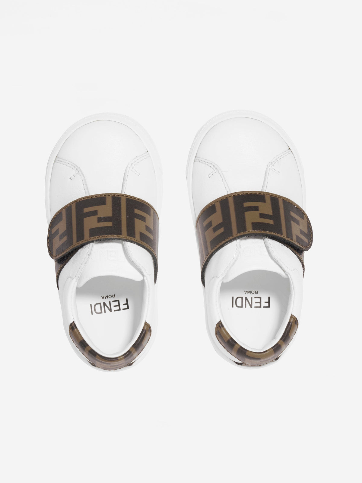Fendi Kids Leather Logo Trainers in White | Childsplay Clothing