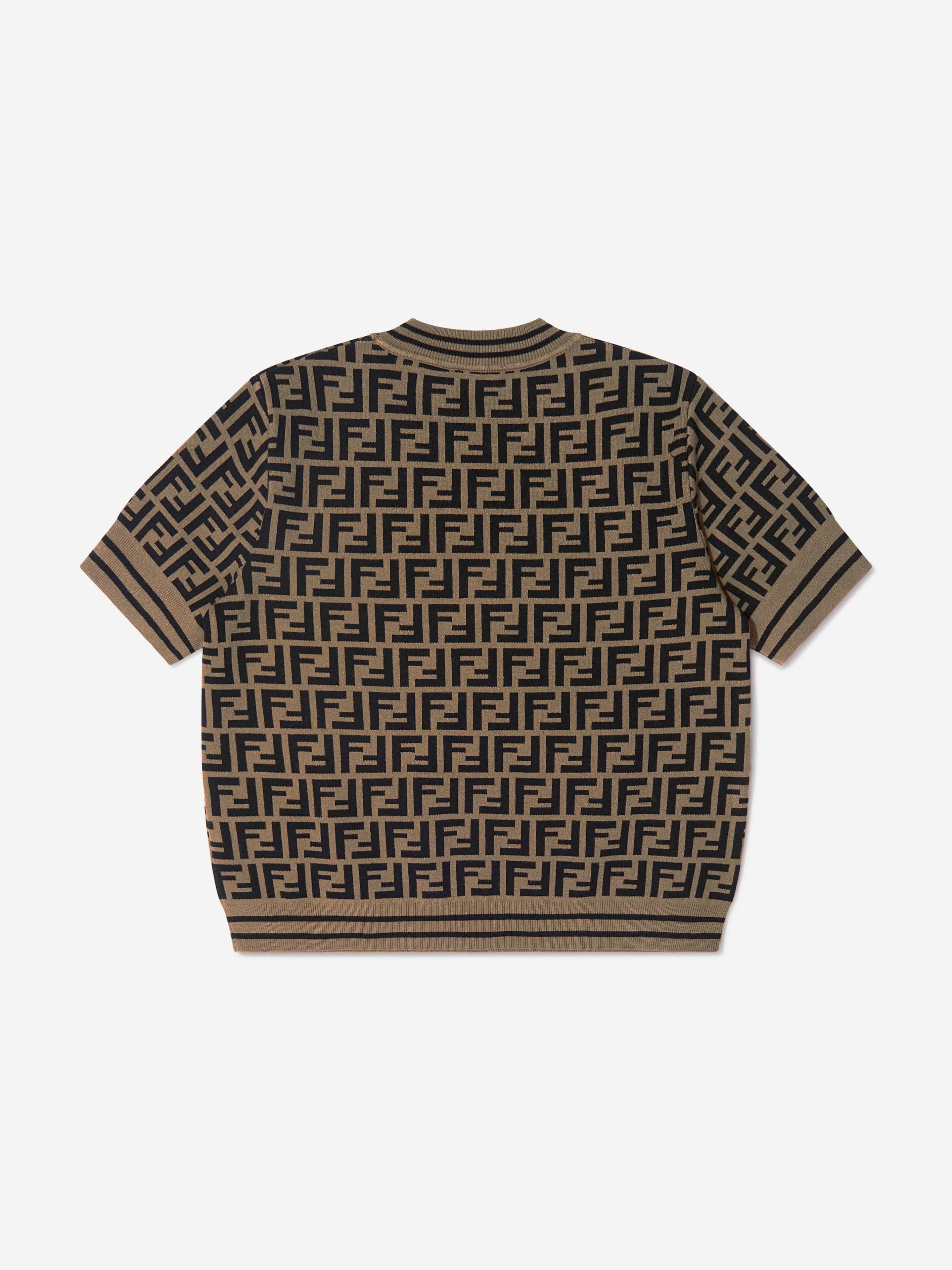 Fendi Girls FF Logo Knitted Top in Brown | Childsplay Clothing