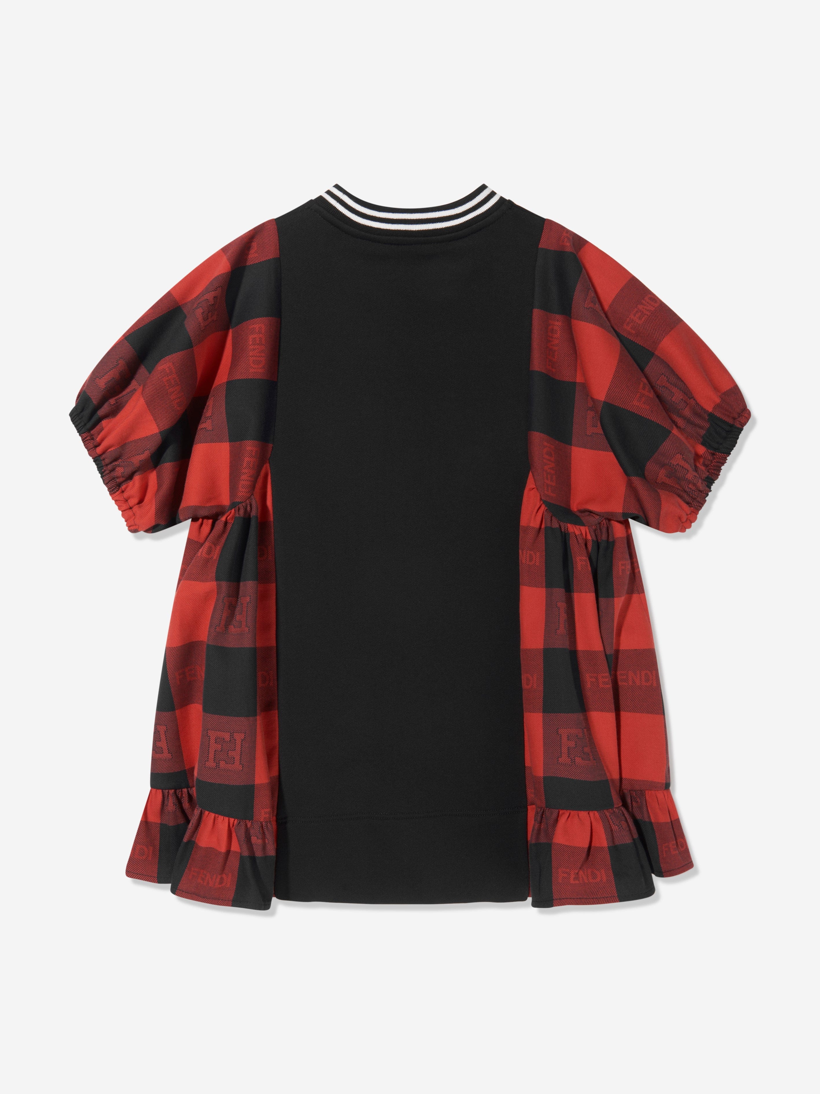 Fendi Girls Checked A-Line Dress in Black | Childsplay Clothing