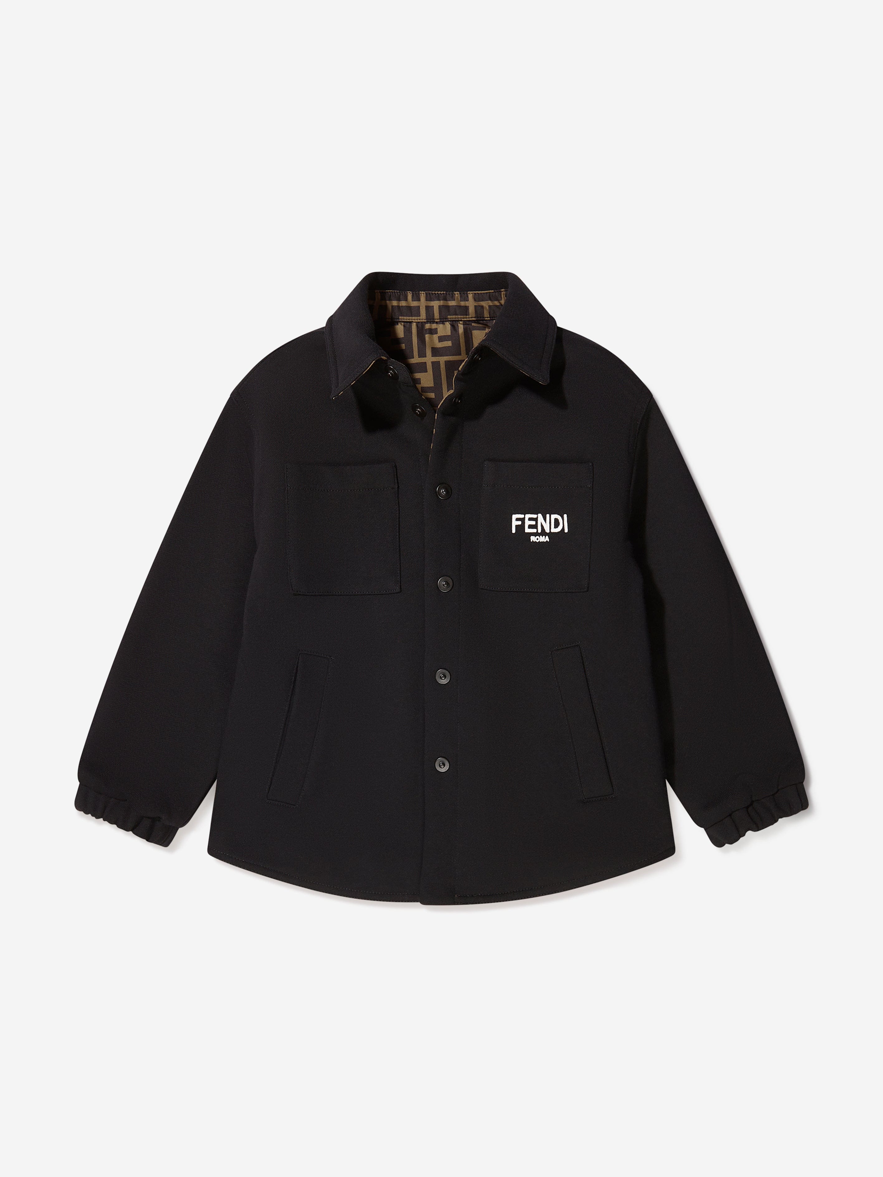 フェンディ　FENDI ジャケット　キッズ　10A Fendi Kids Reversible Shirt Jacket in Black | Childsplay Clothing