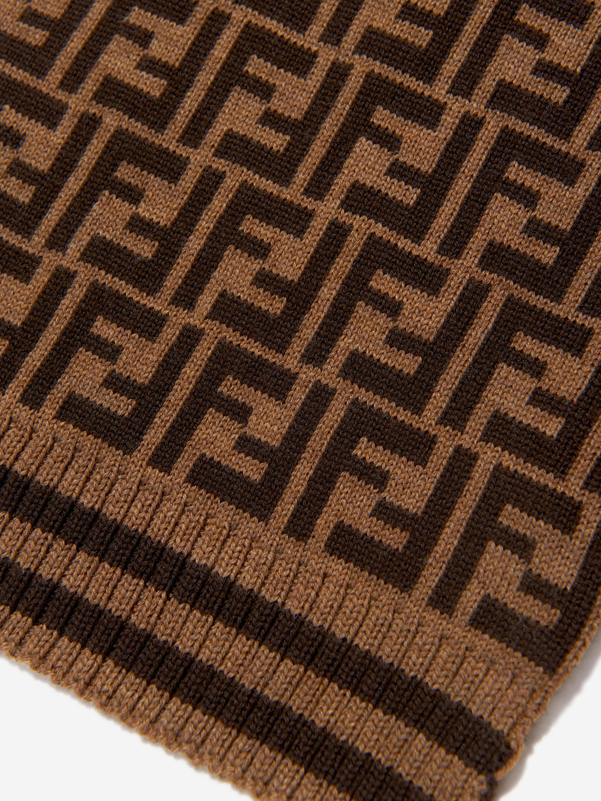 Fendi Kids Wool Logo Scarf in Brown | Childsplay Clothing