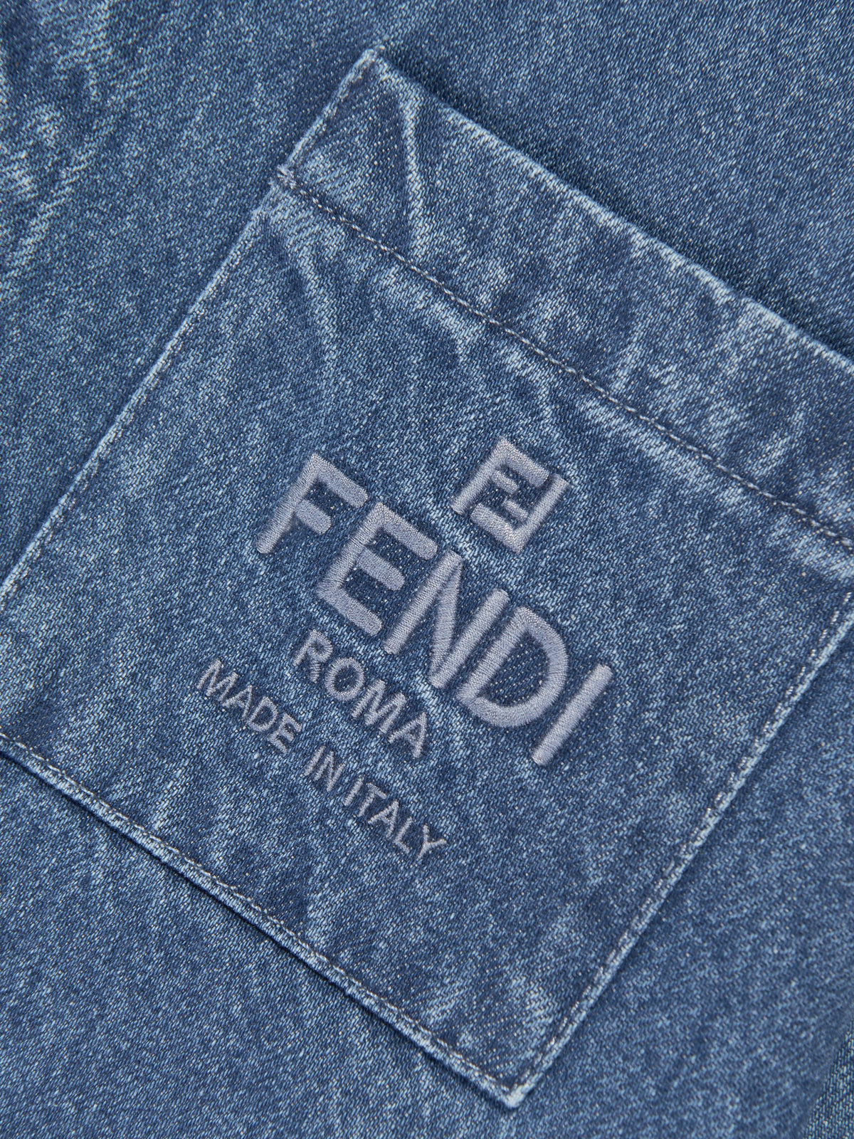 Fendi Kids FF Logo Denim Overshirt in Blue | Childsplay Clothing