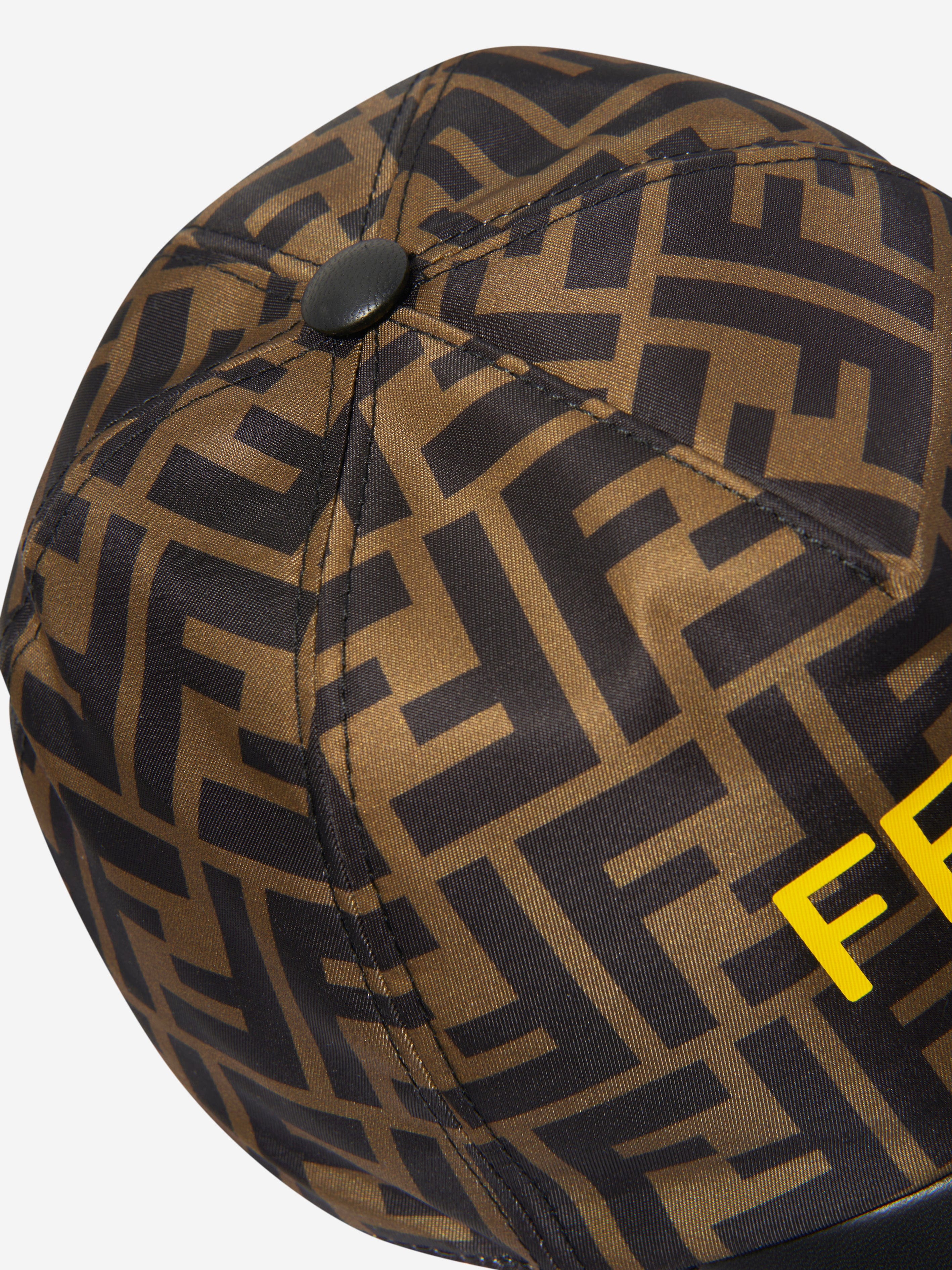 Fendi Kids FF Logo Cap in Brown Fendi Kids FF Logo Cap in Brown