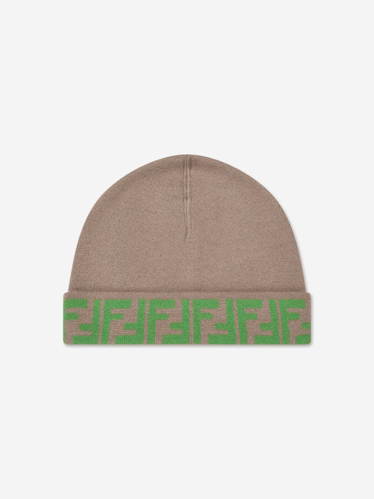 Fendi Kids FF Logo Reversible Beanie in Beige | Childsplay  display picture 3