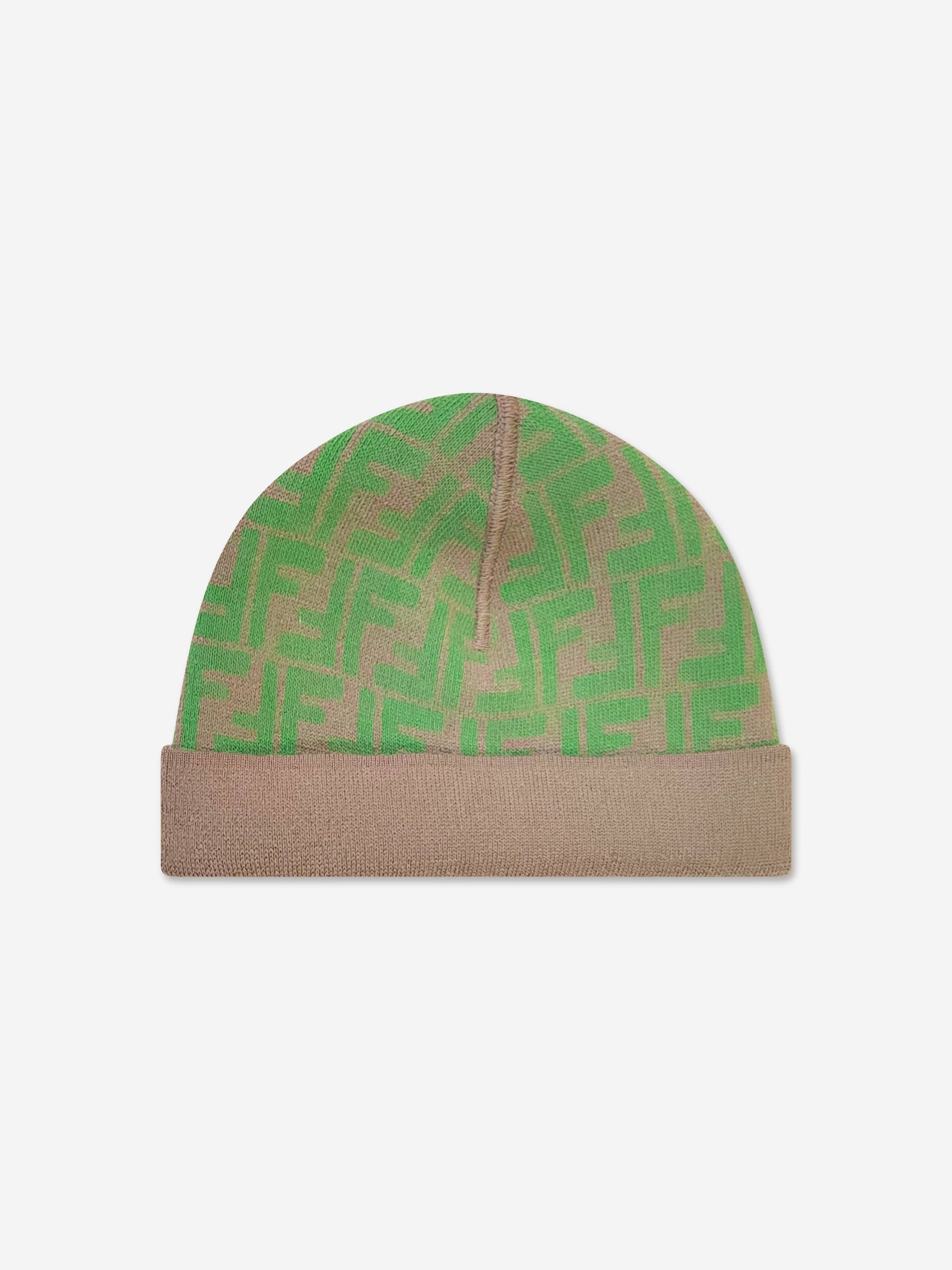 Fendi Kids FF Logo Reversible Beanie in Beige | Childsplay Clothing