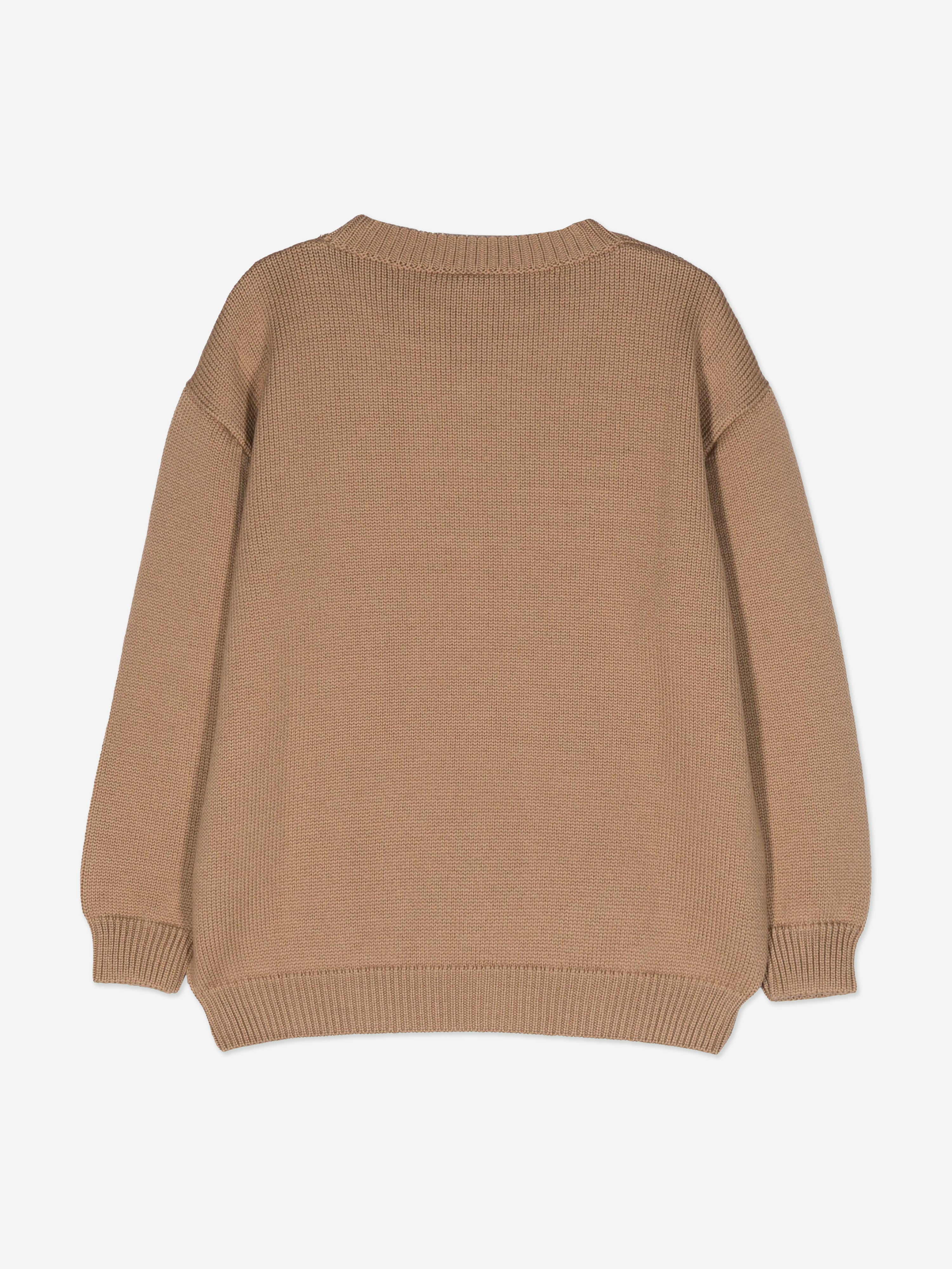 Fendi Kids Wool Knitted Logo Jumper in Brown | Childsplay Clothing