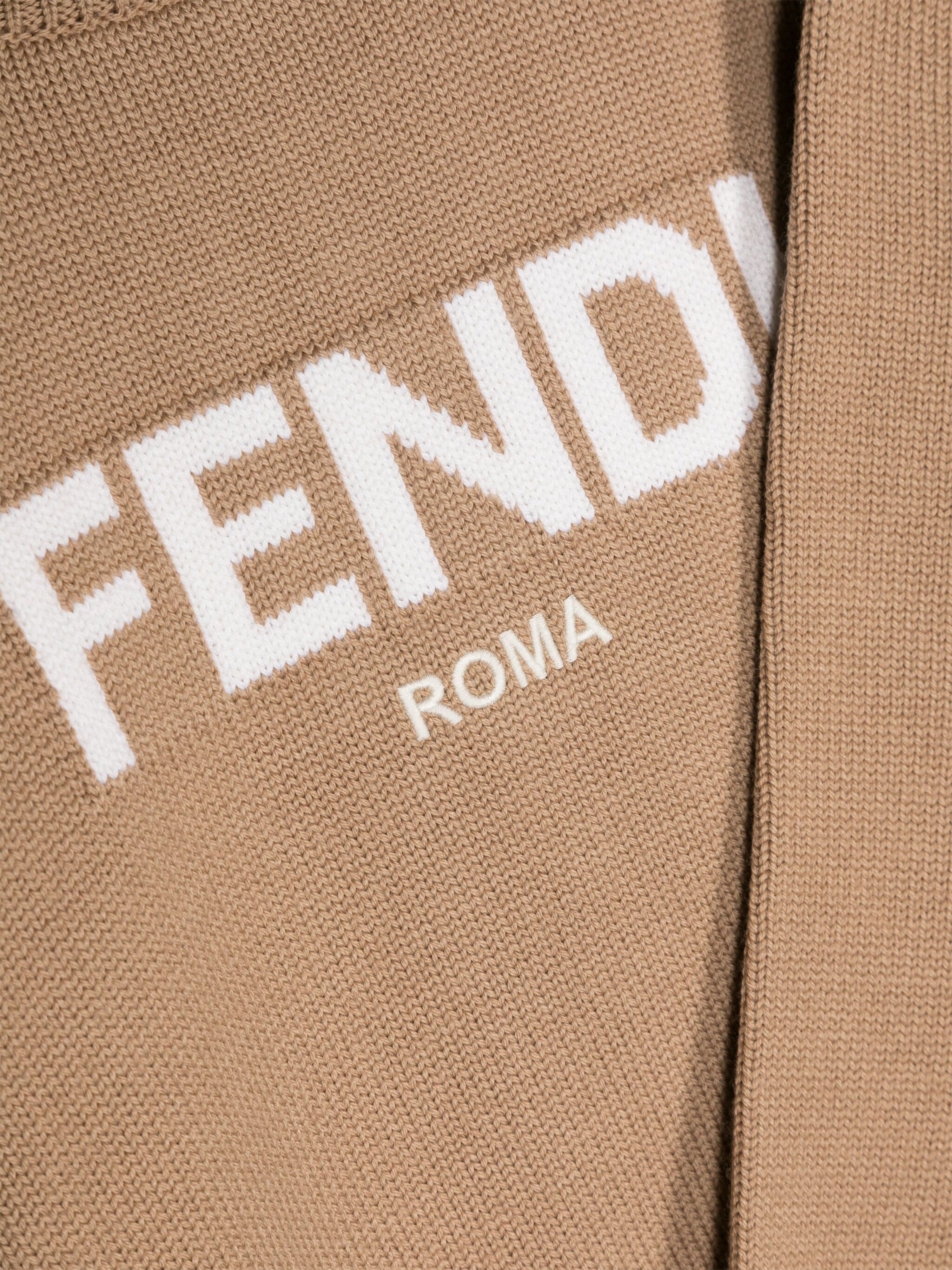 Fendi Kids Wool Knitted Logo Jumper in Brown | Childsplay Clothing