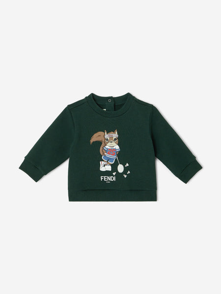 Fendi Baby Boys Squirrel Sweatshirt in Green | Childsplay Clothing
