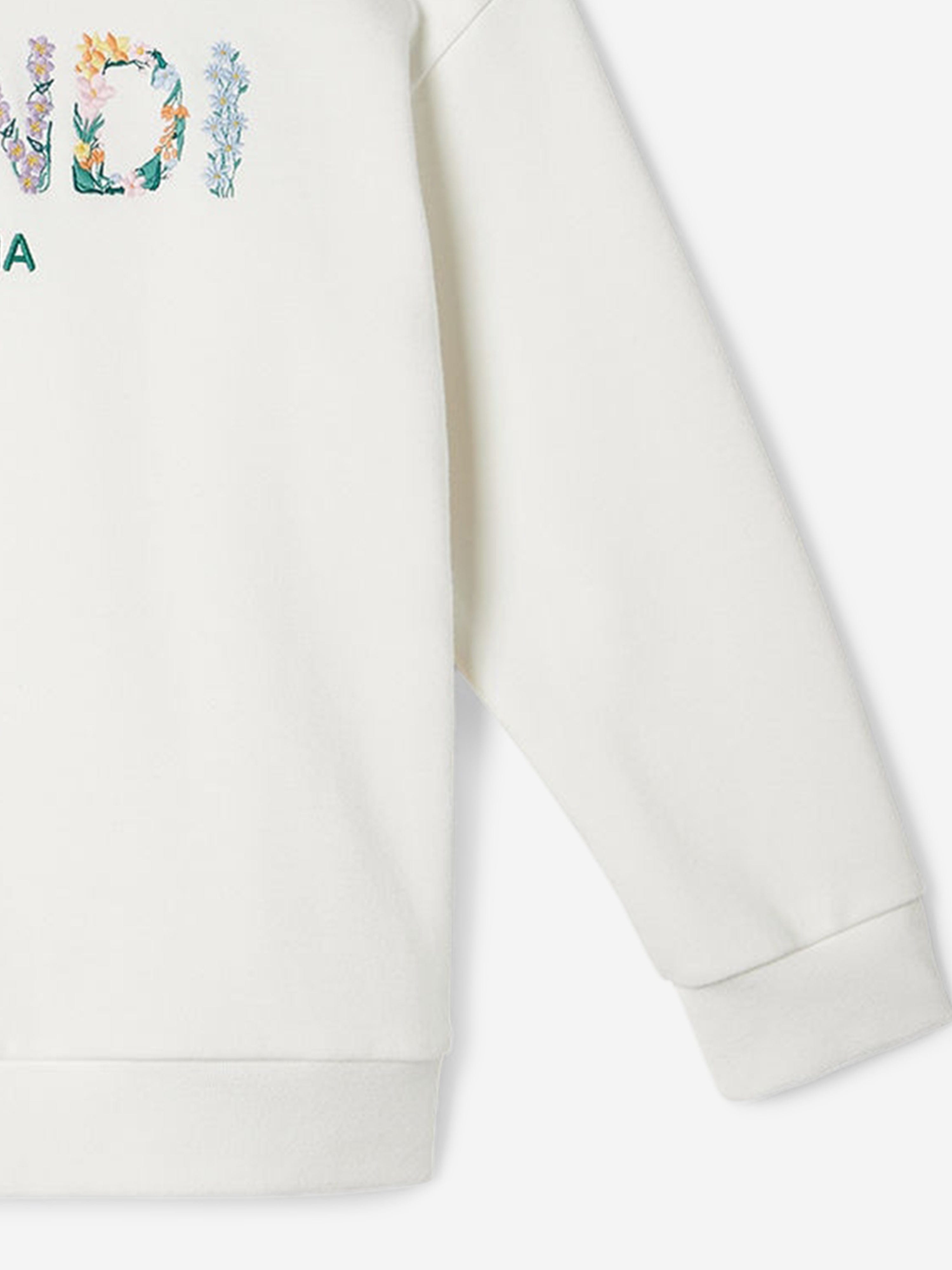 FENDI KIDS 12A ロゴスウェット 白 XS相当 Fendi Girls Logo Sweatshirt in White | Childsplay Clothing