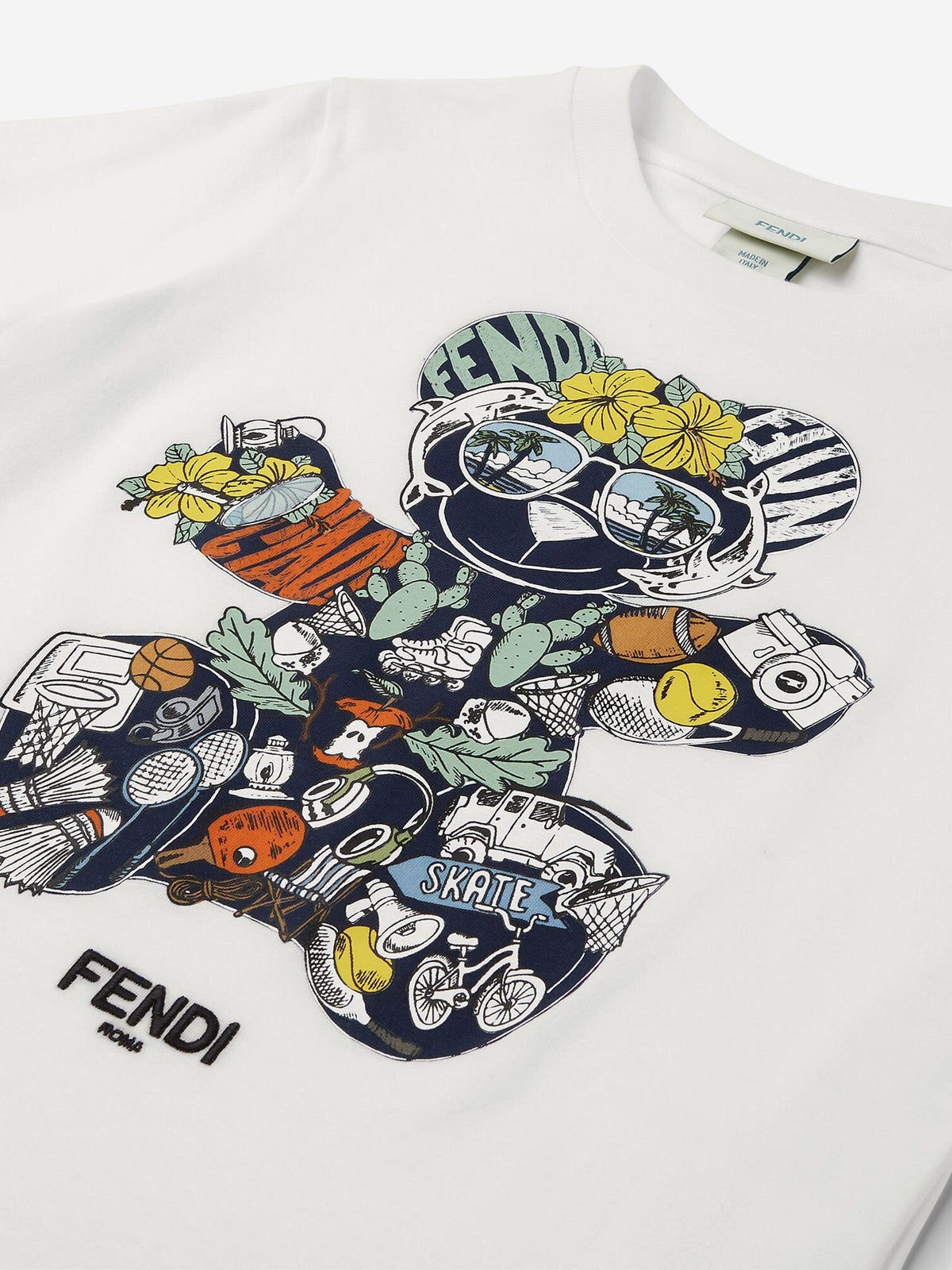 Fendi Boys Teddy Bear T-Shirt in White | Childsplay Clothing