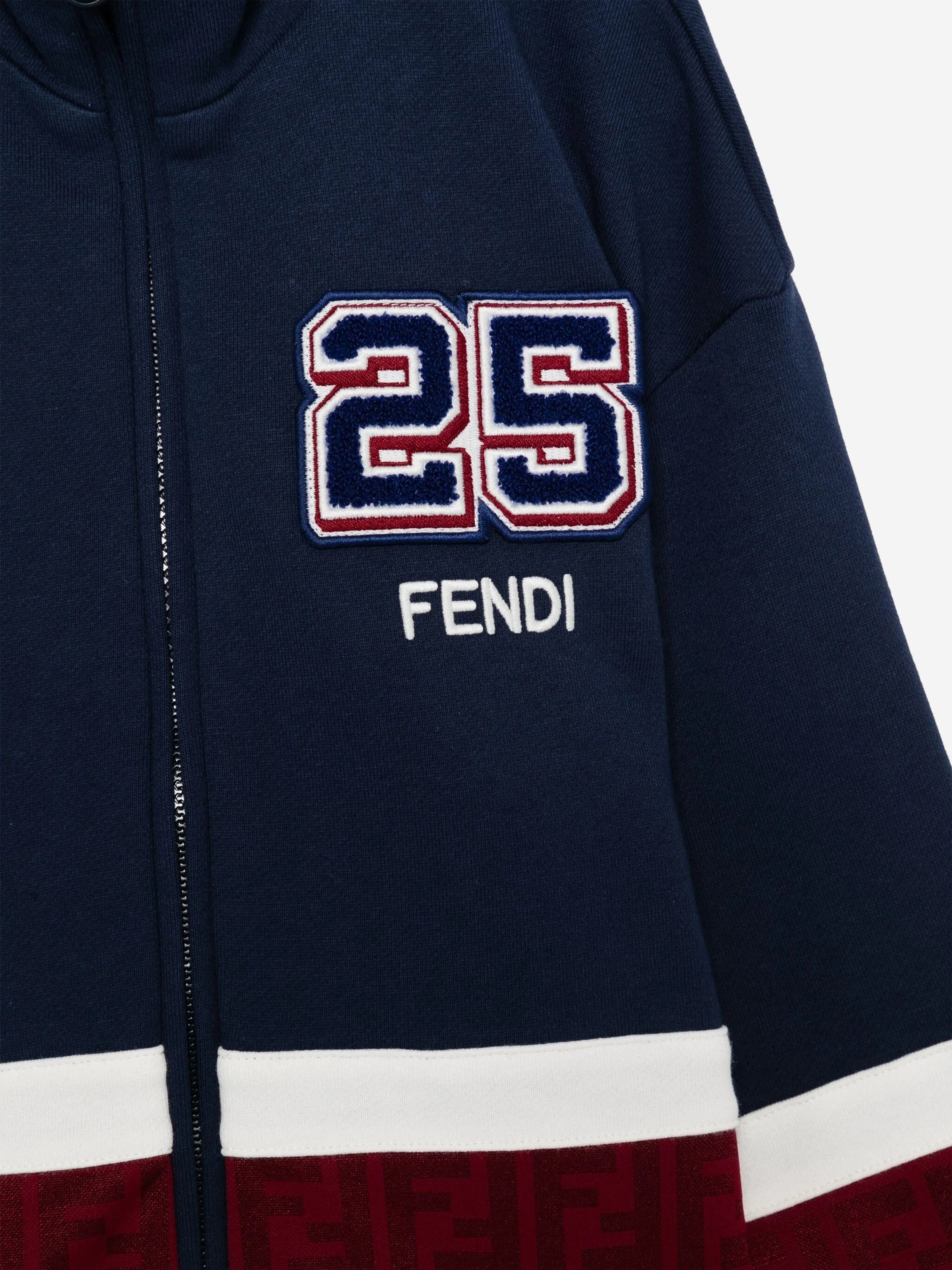 Fendi Kids 25 Logo Zip Up Top in Navy | Childsplay Clothing